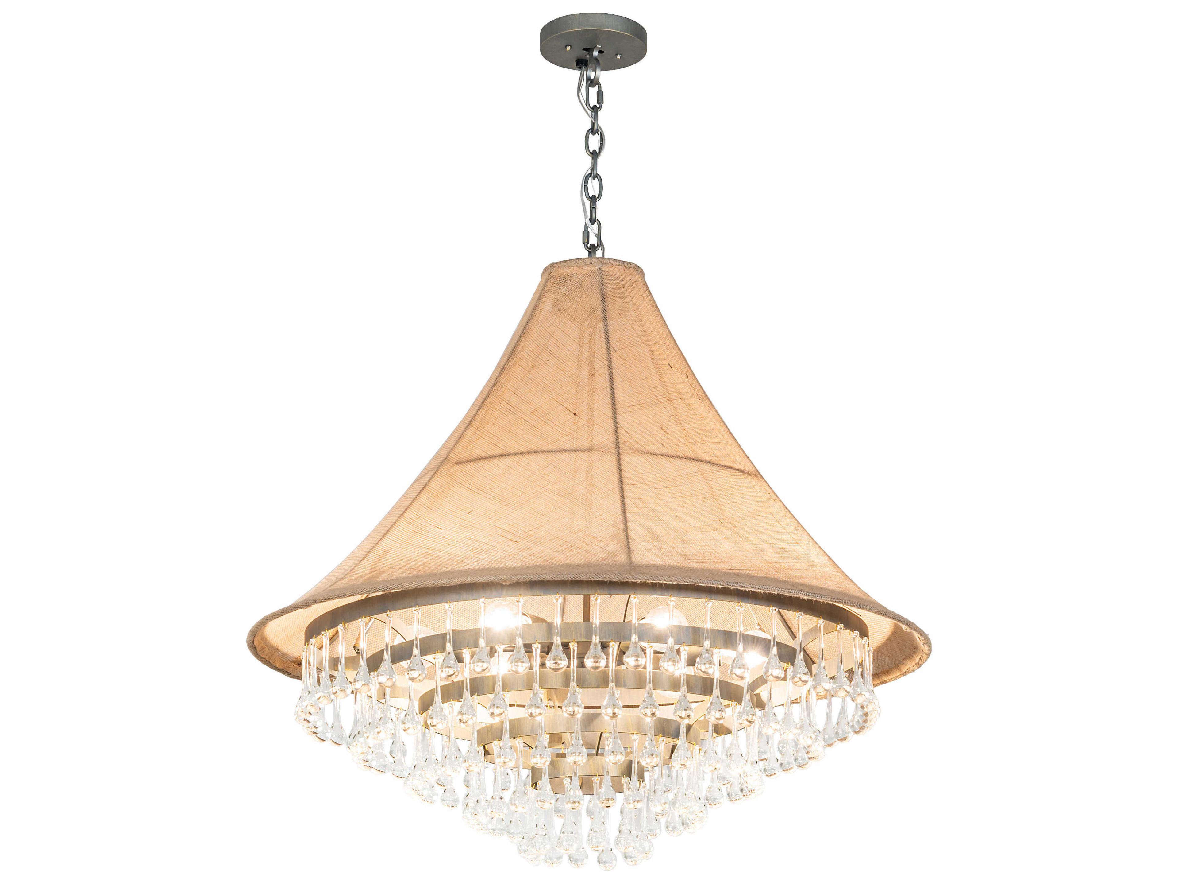 Mosier 6-Light Antique Brass Crystal Tiered Pendant