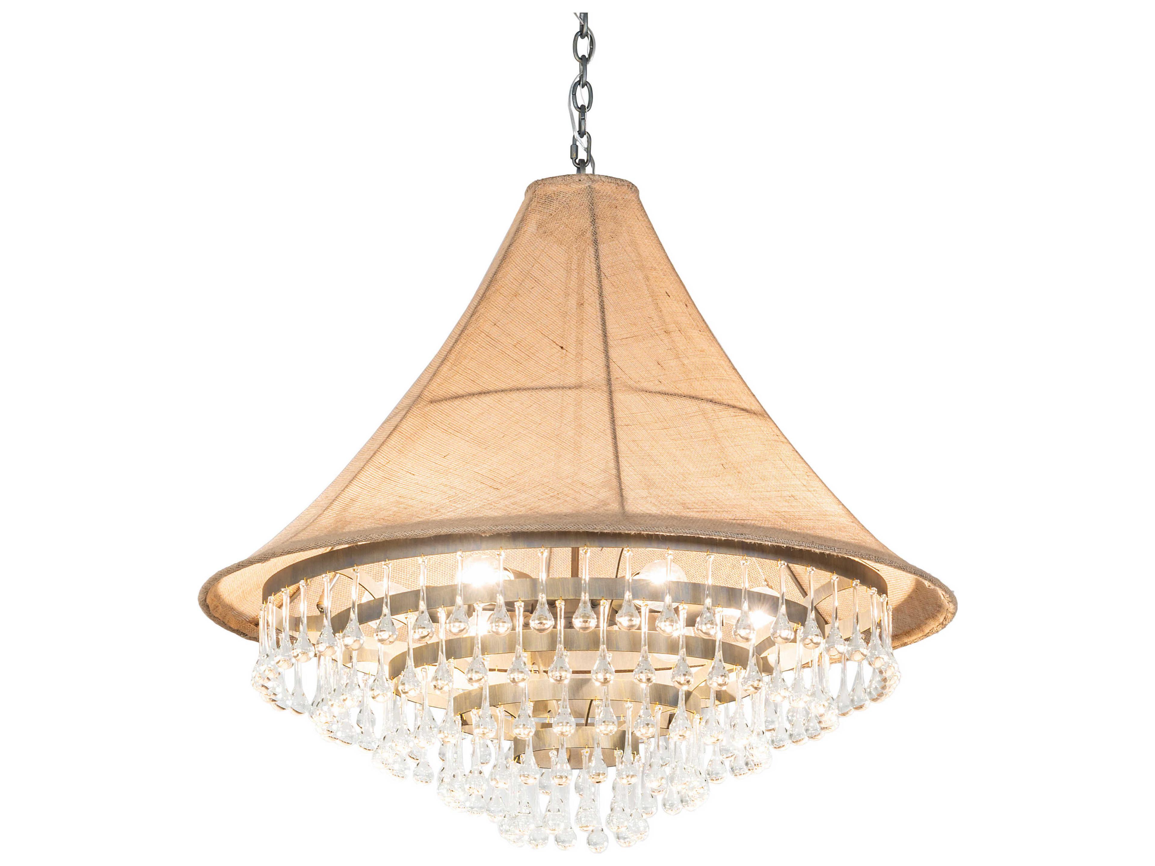 Meyda Mosier 6-Light Antique Brass Crystal Tiered Pendant