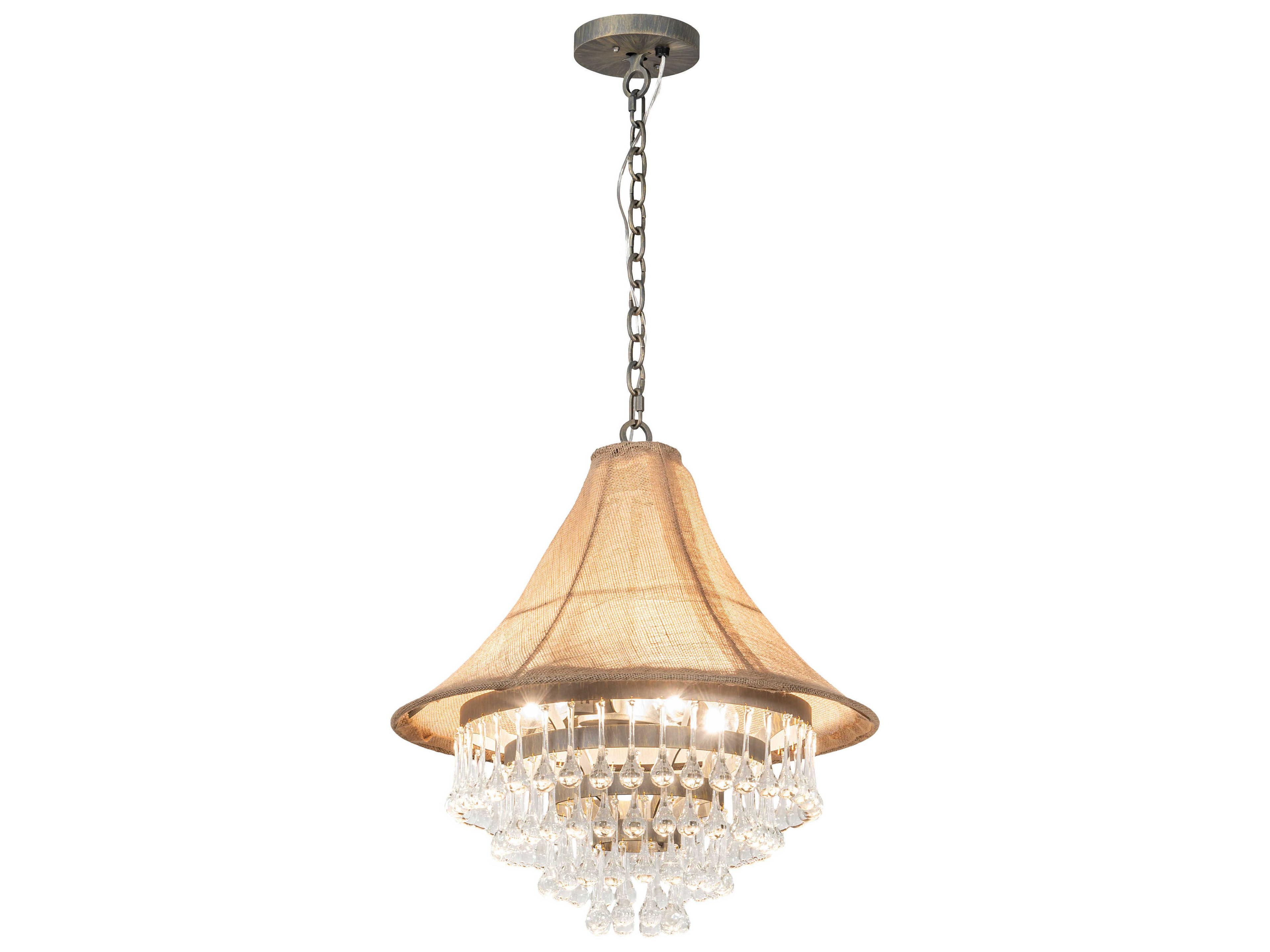 Mosier 4-Light Antique Brass Crystal Tiered Pendant