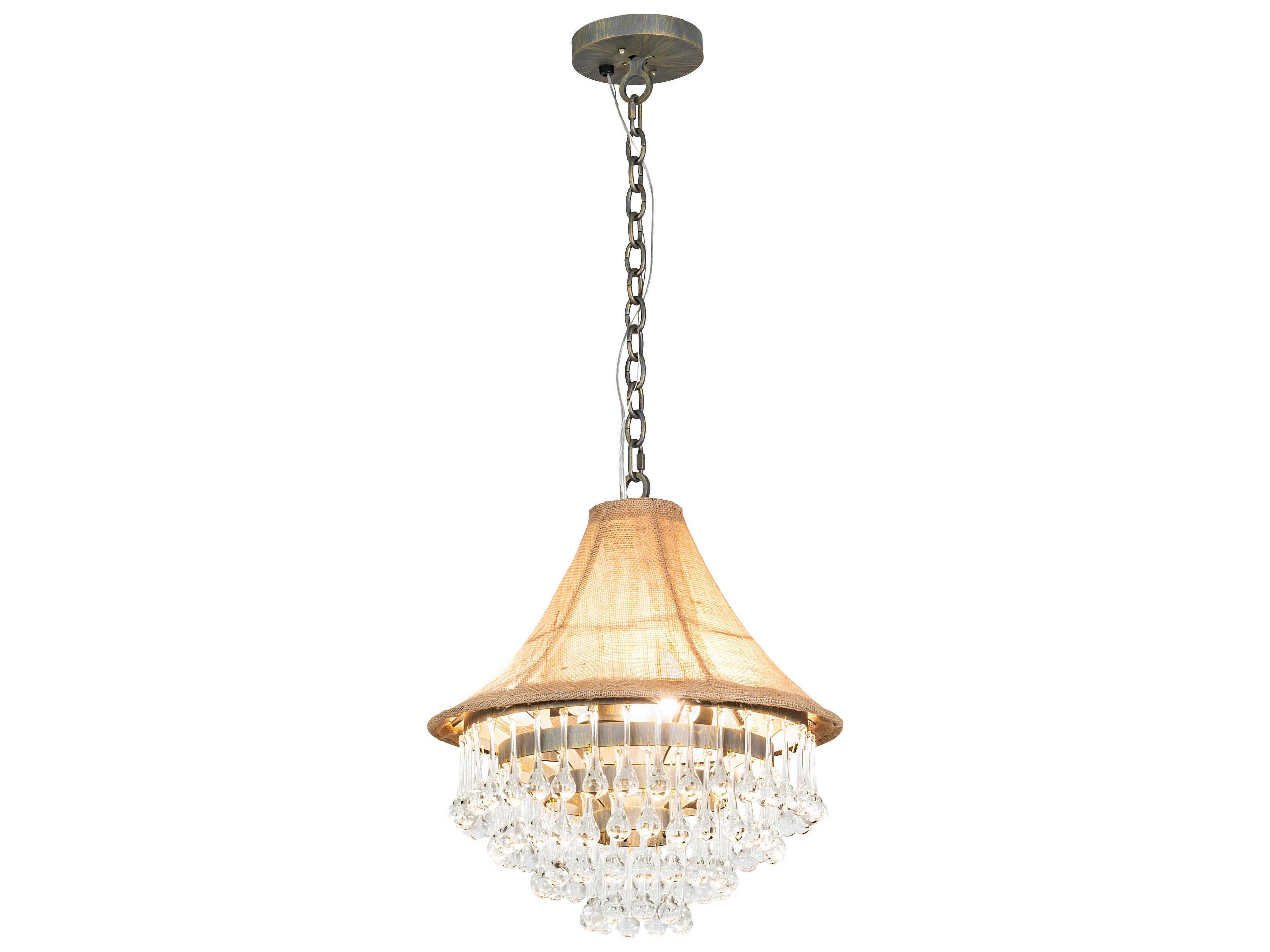 Mosier 3-Light Antique Brass Crystal Tiered Pendant
