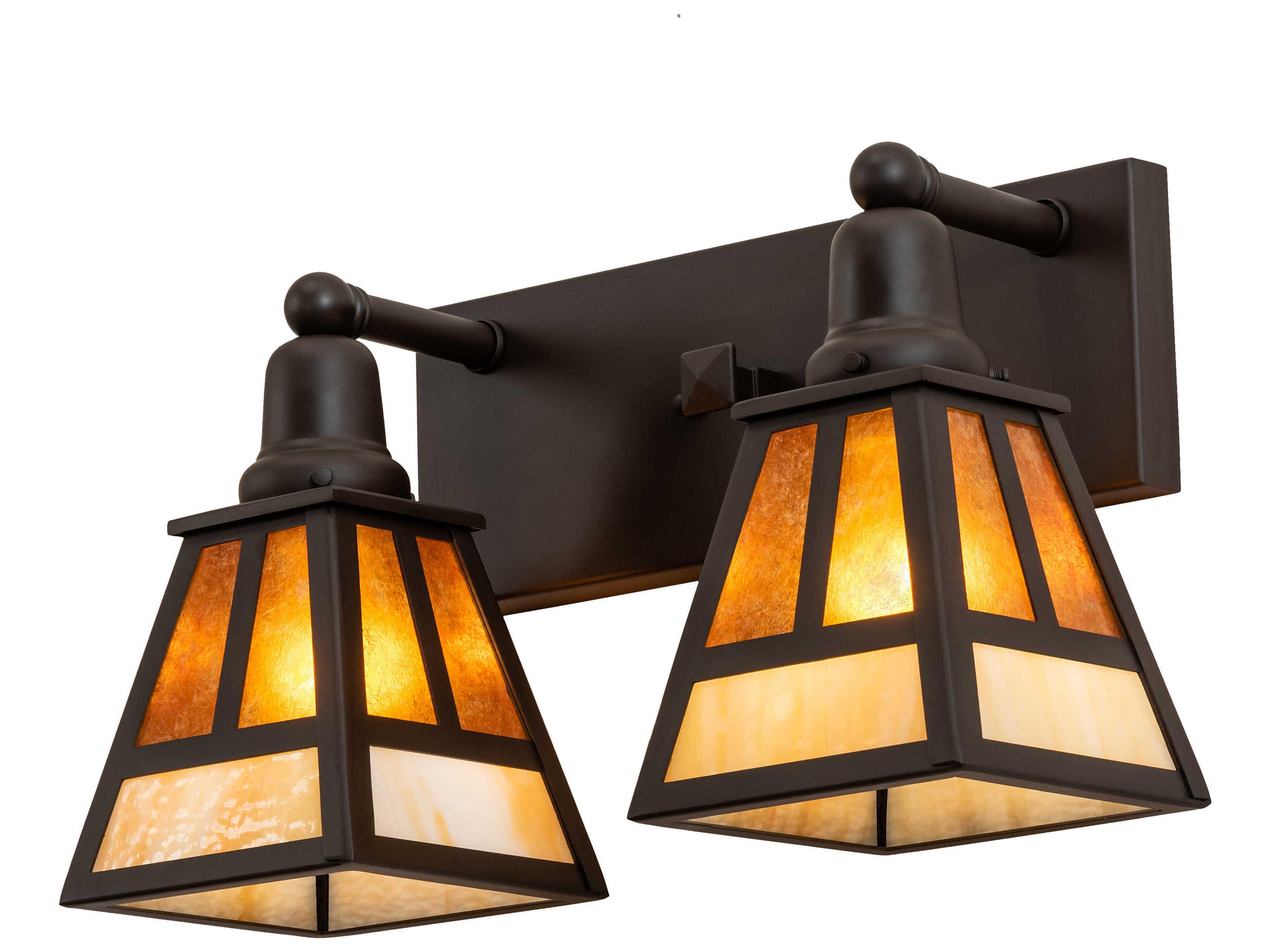 Mission 2-Light Oil Rubbed Bronze Black Glass Vanity Light