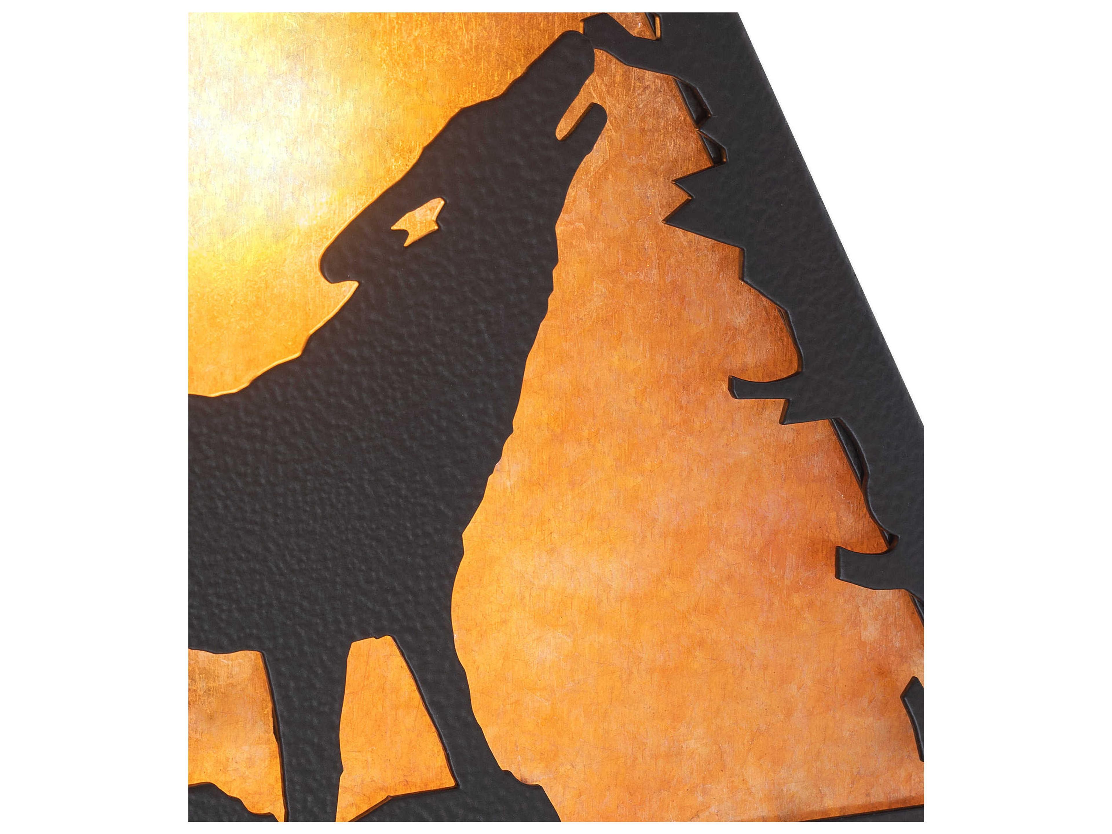 Meyda Wolf at Dawn Black Satin Wrought Iron Shade