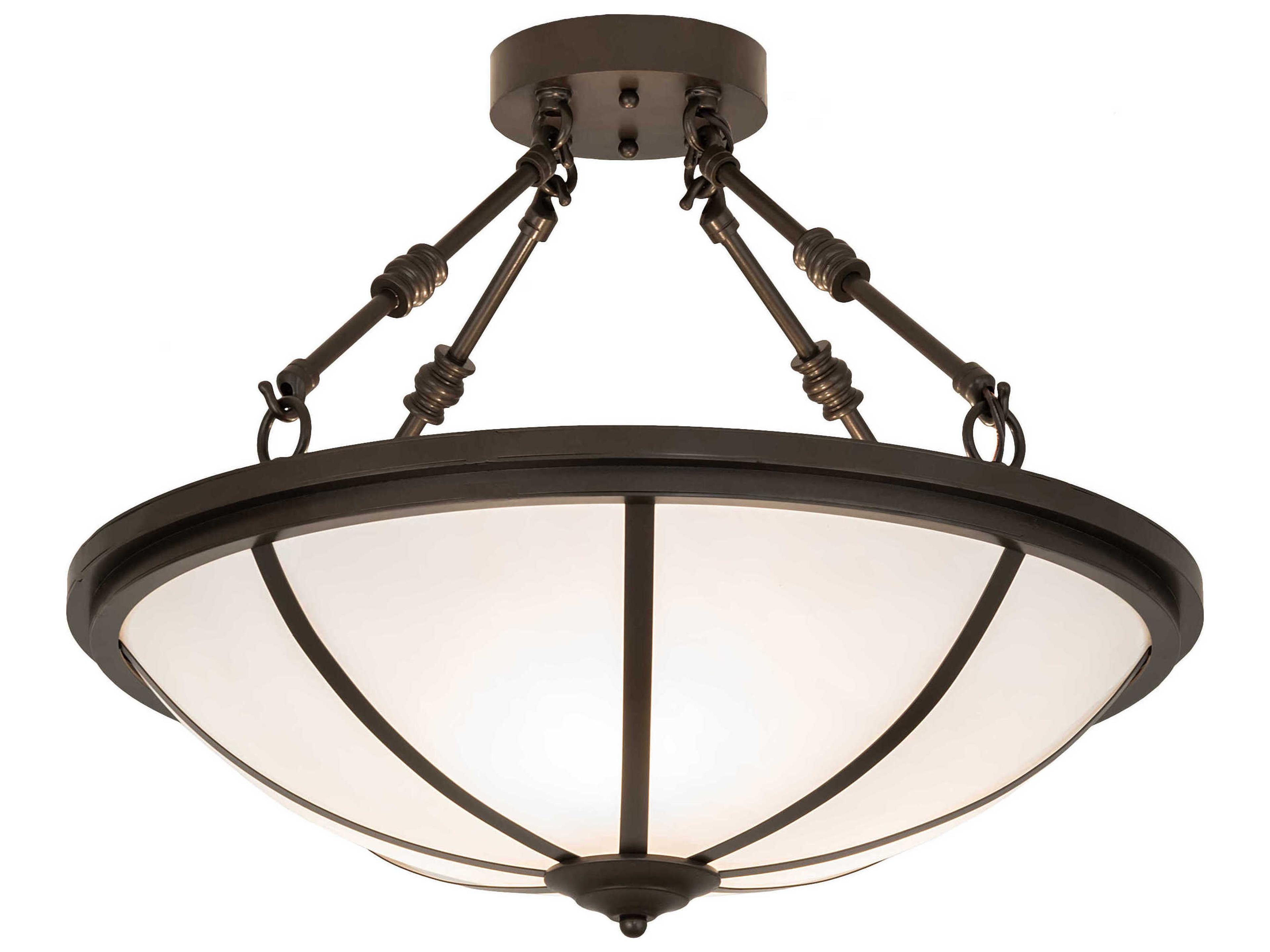 Commerce 3-Light Bronze Glass Bowl Semi Flush Mount