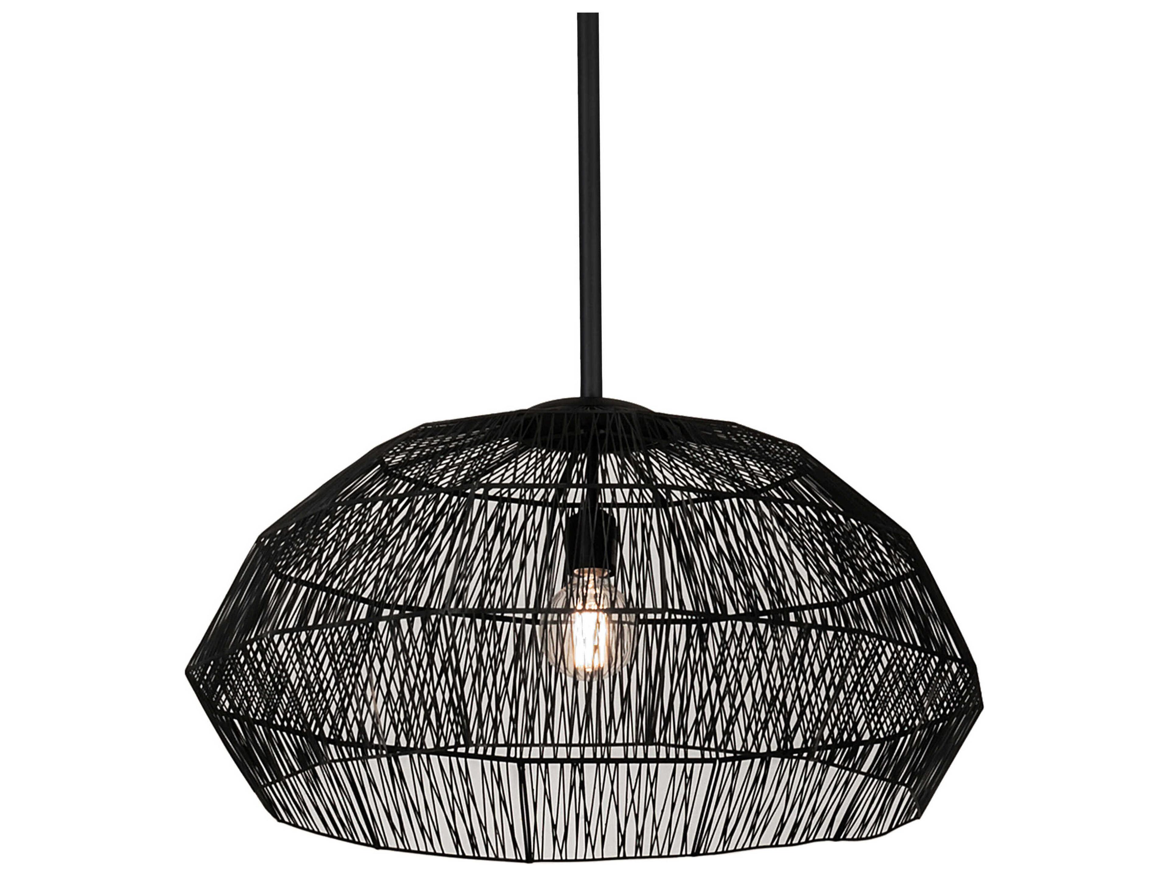 1-Light Black LED Dome Pendant