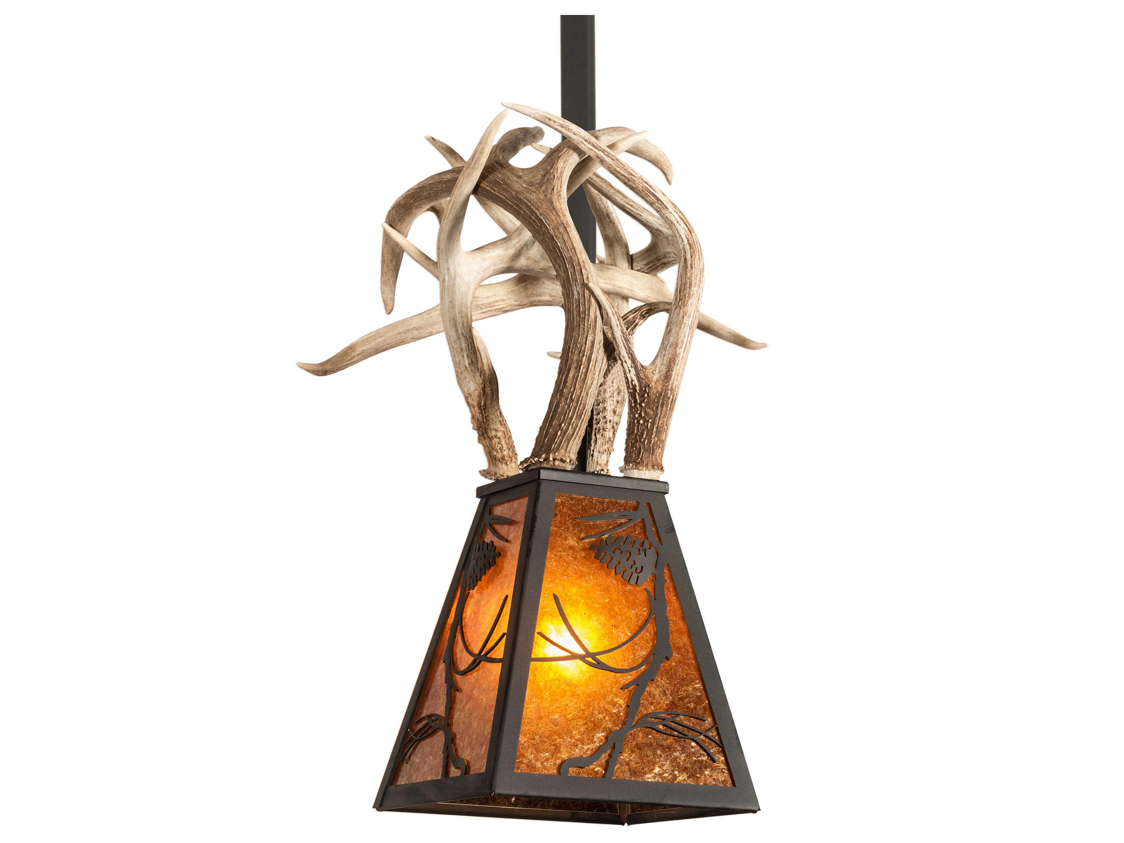 Meyda Whispering Pines 1-Light Black Glass Pendant