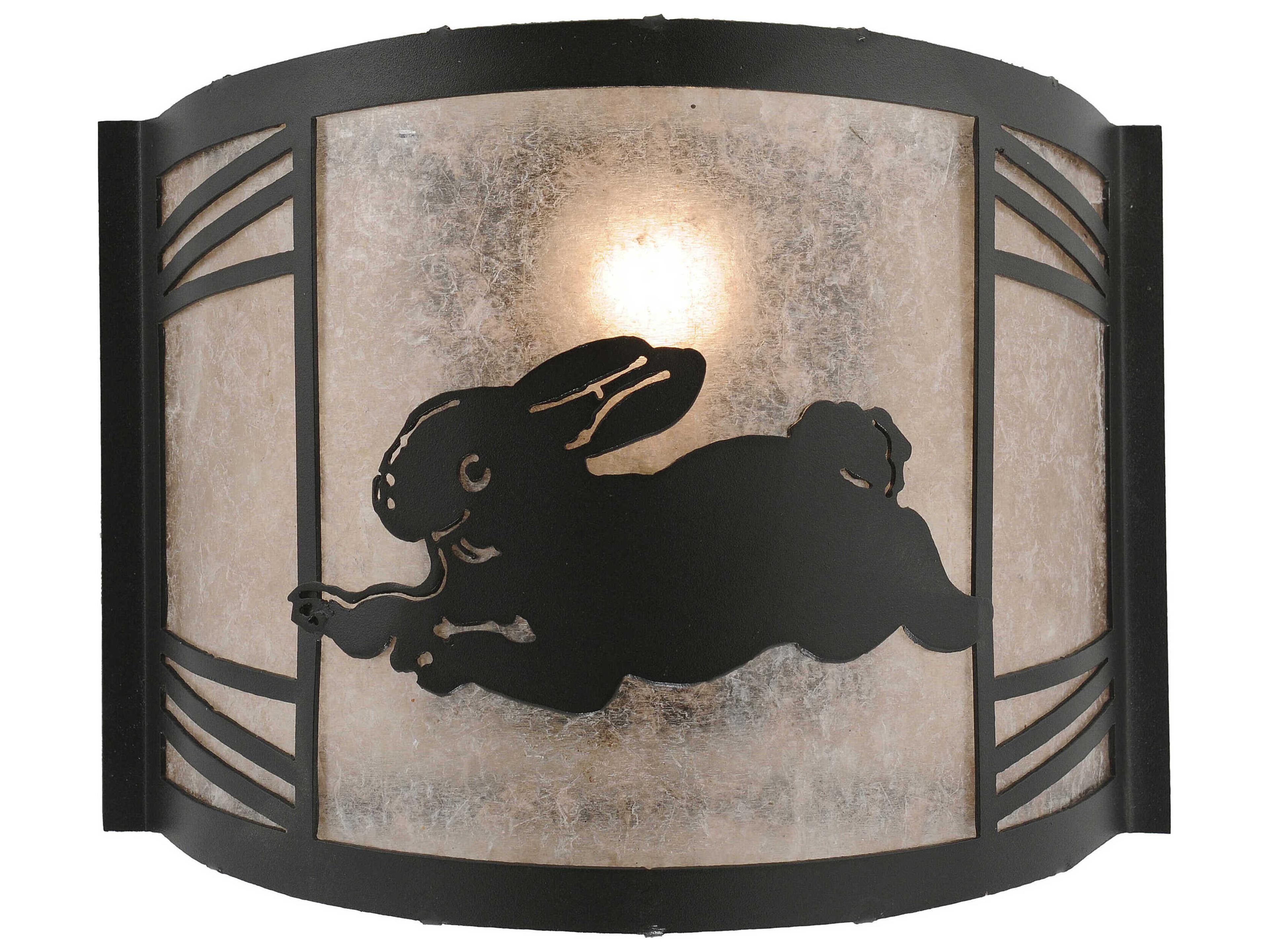 Rabbit On The Loose 1-Light Black Glass Wall Sconce