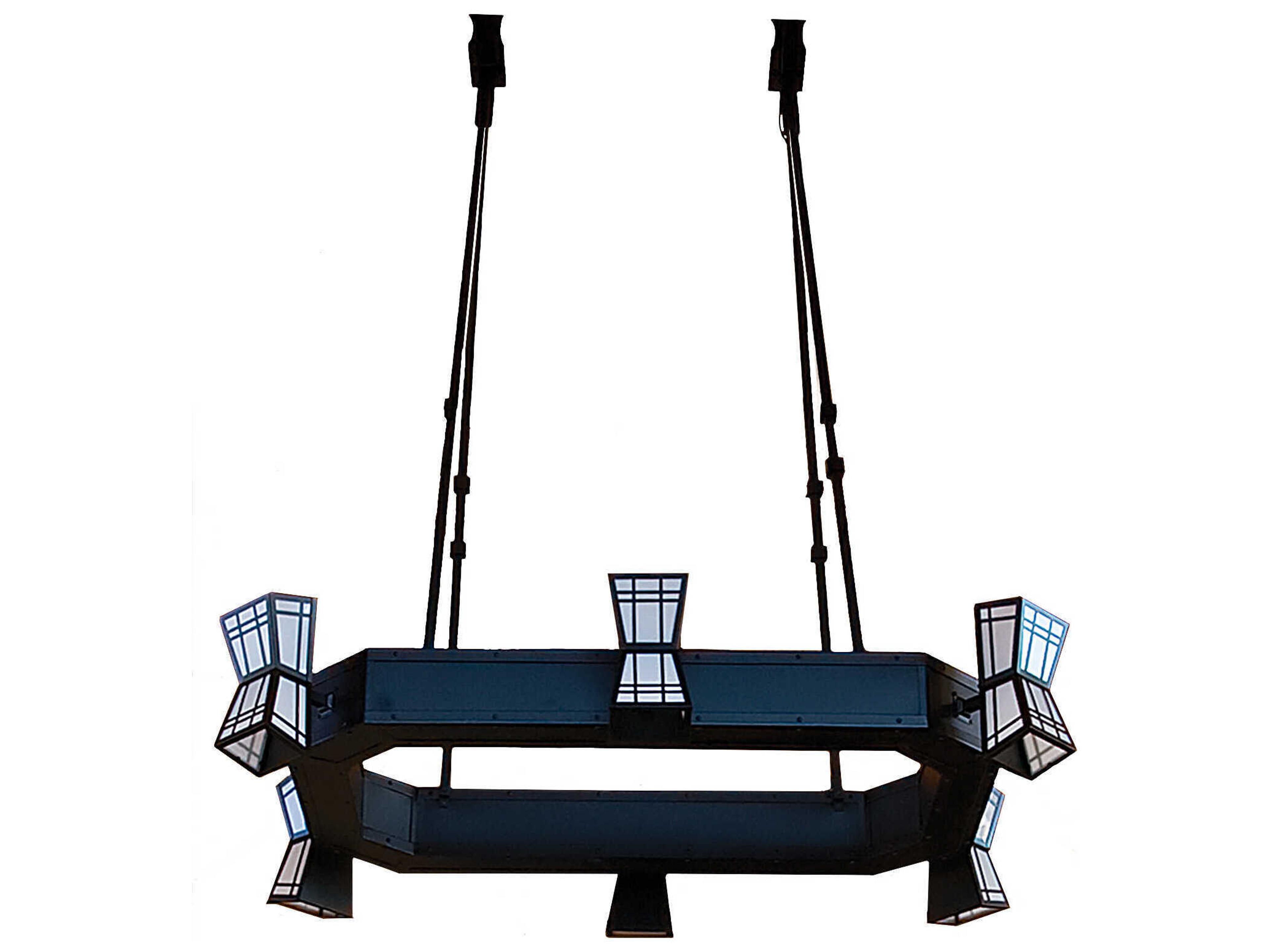 6-Light Black Glass Island Pendant