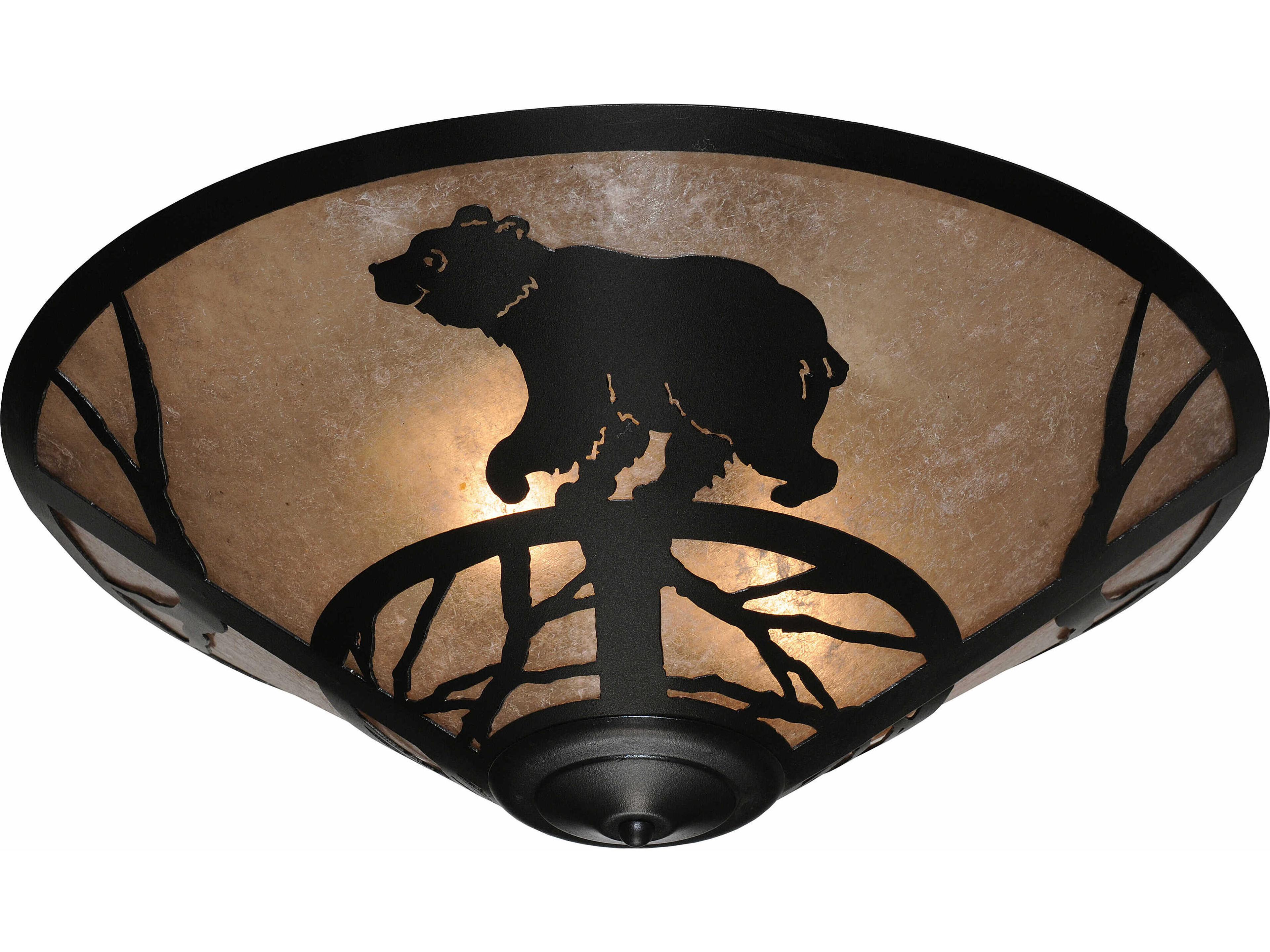 3-Light Black Glass Flush Mount