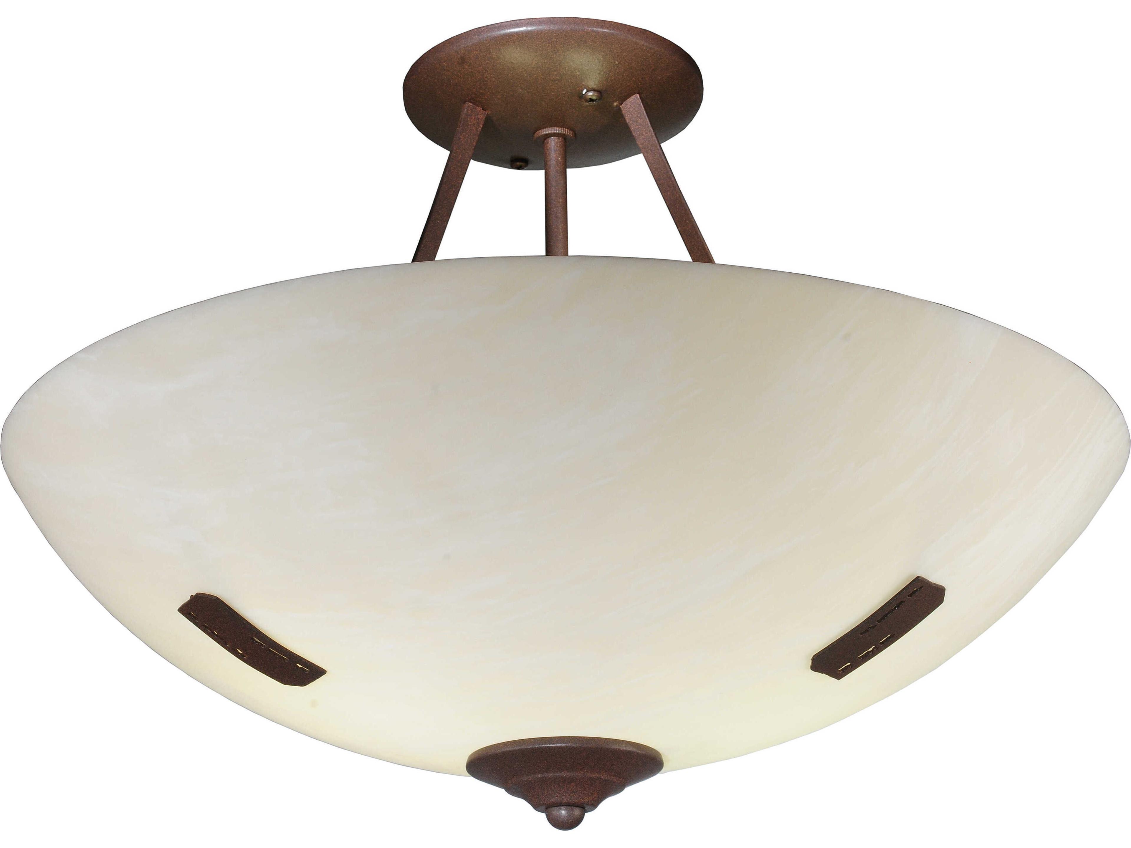 2-Light Brown Bowl Semi Flush Mount