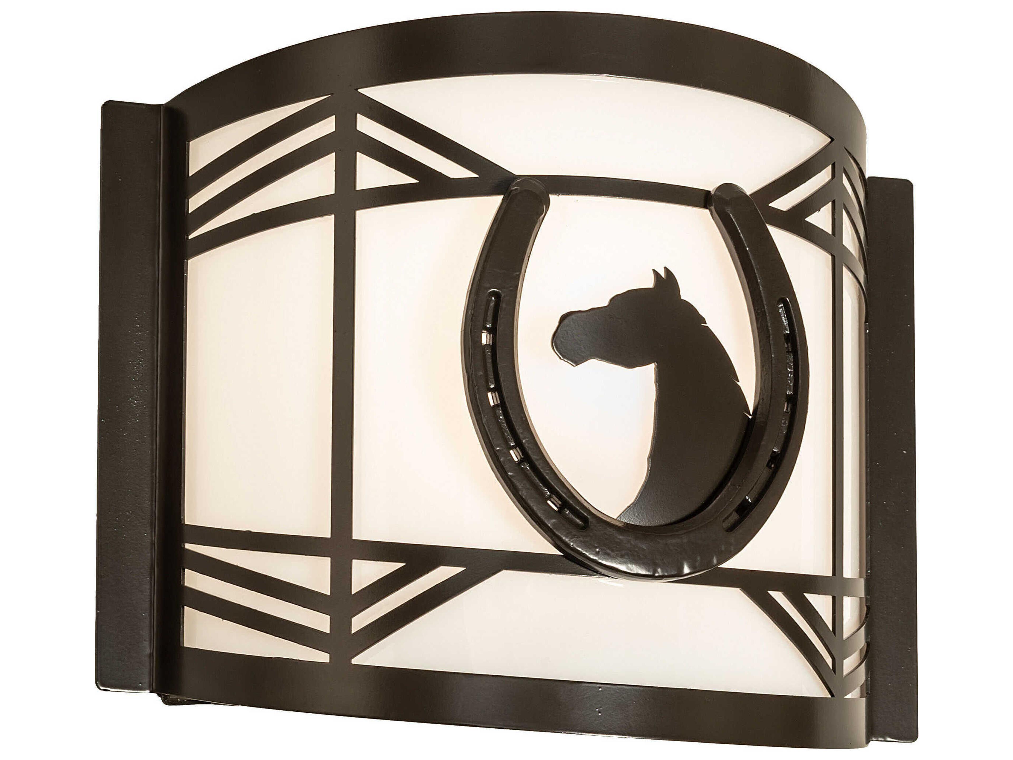 Horseshoe 1-Light Timeless Bronze White Wall Sconce