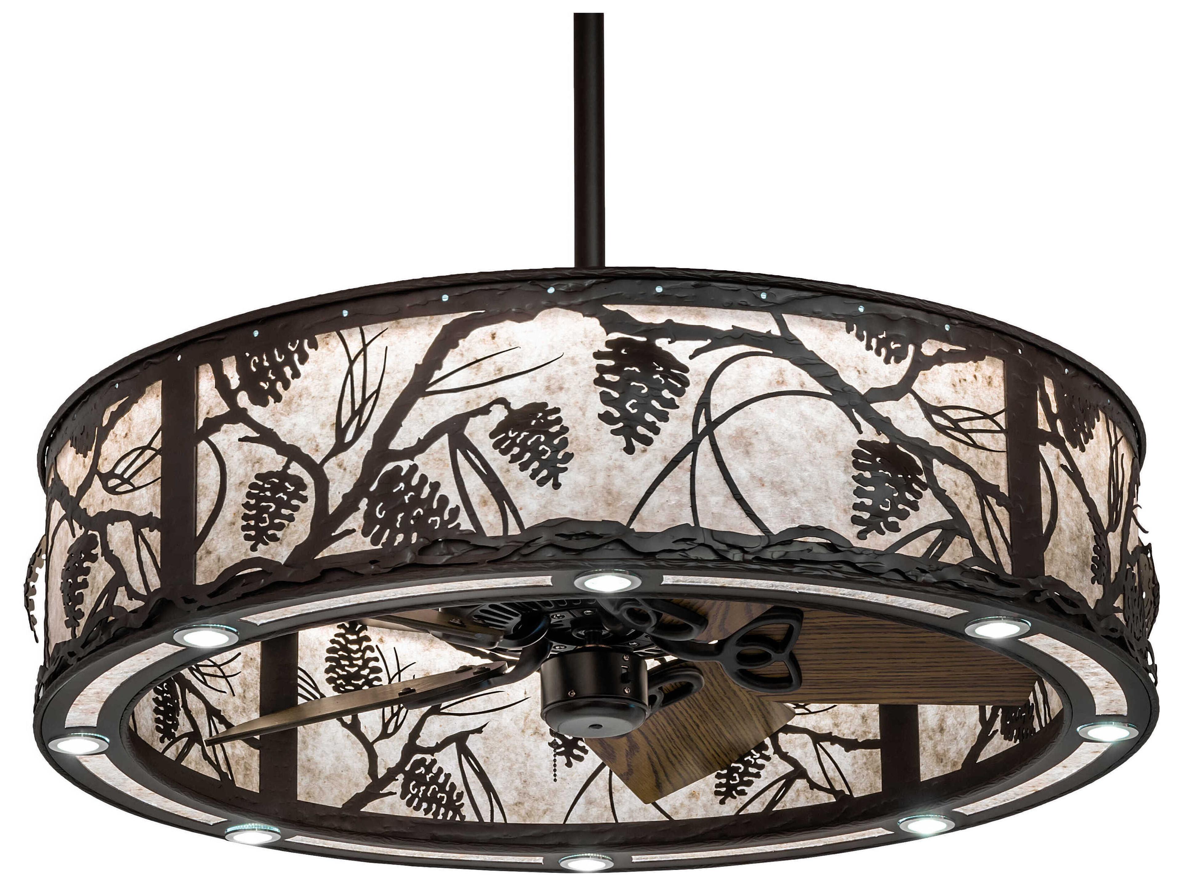 Whispering Pines 37" Ceiling Fan with Silver Mica Shade
