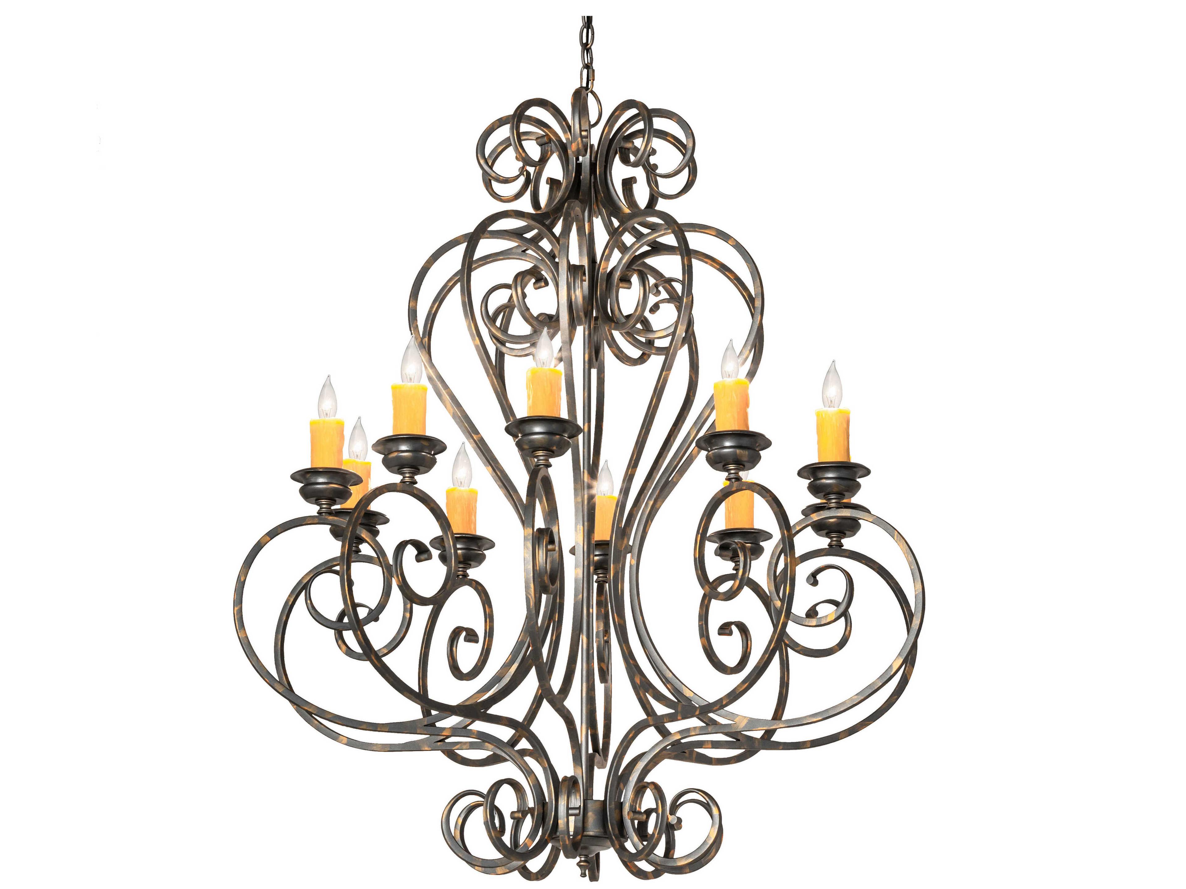 Fernando 10-Light French Bronzed Candelabra Chandelier