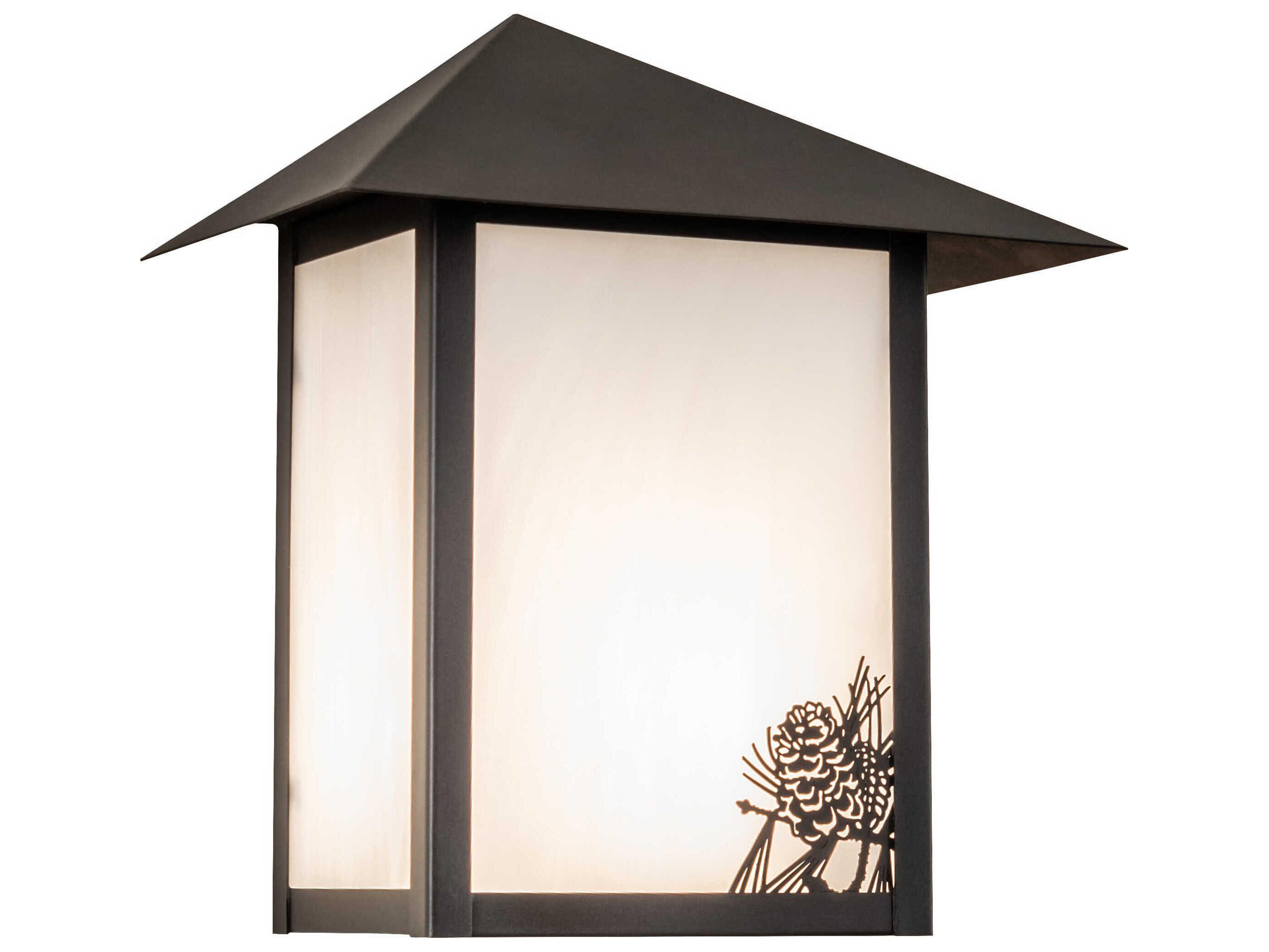 Seneca Winter Pine 1-Light Craftsman Brown White Glass Wall Sconce