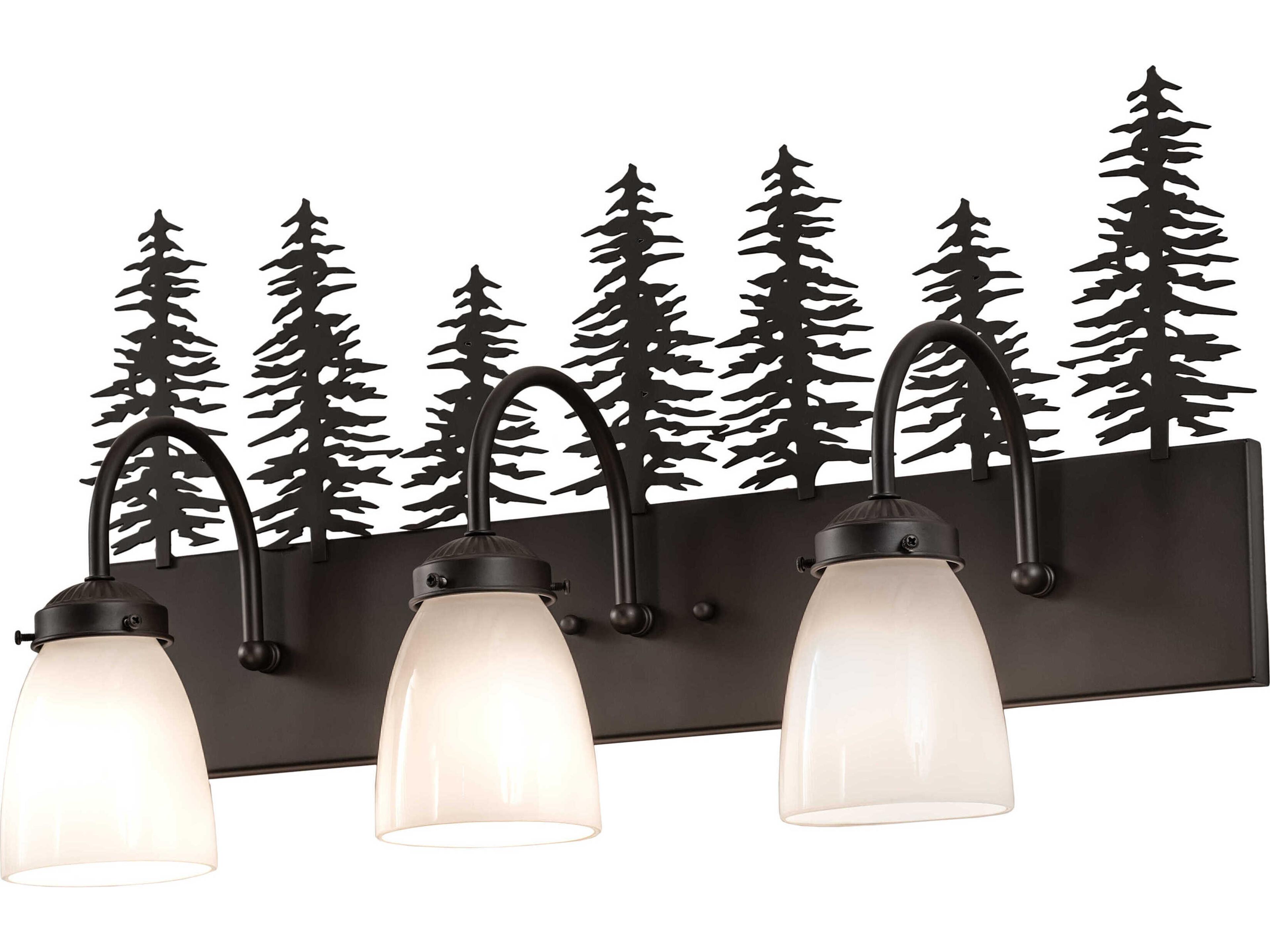 Tall Pines 3-Light Black Glass Vanity Light