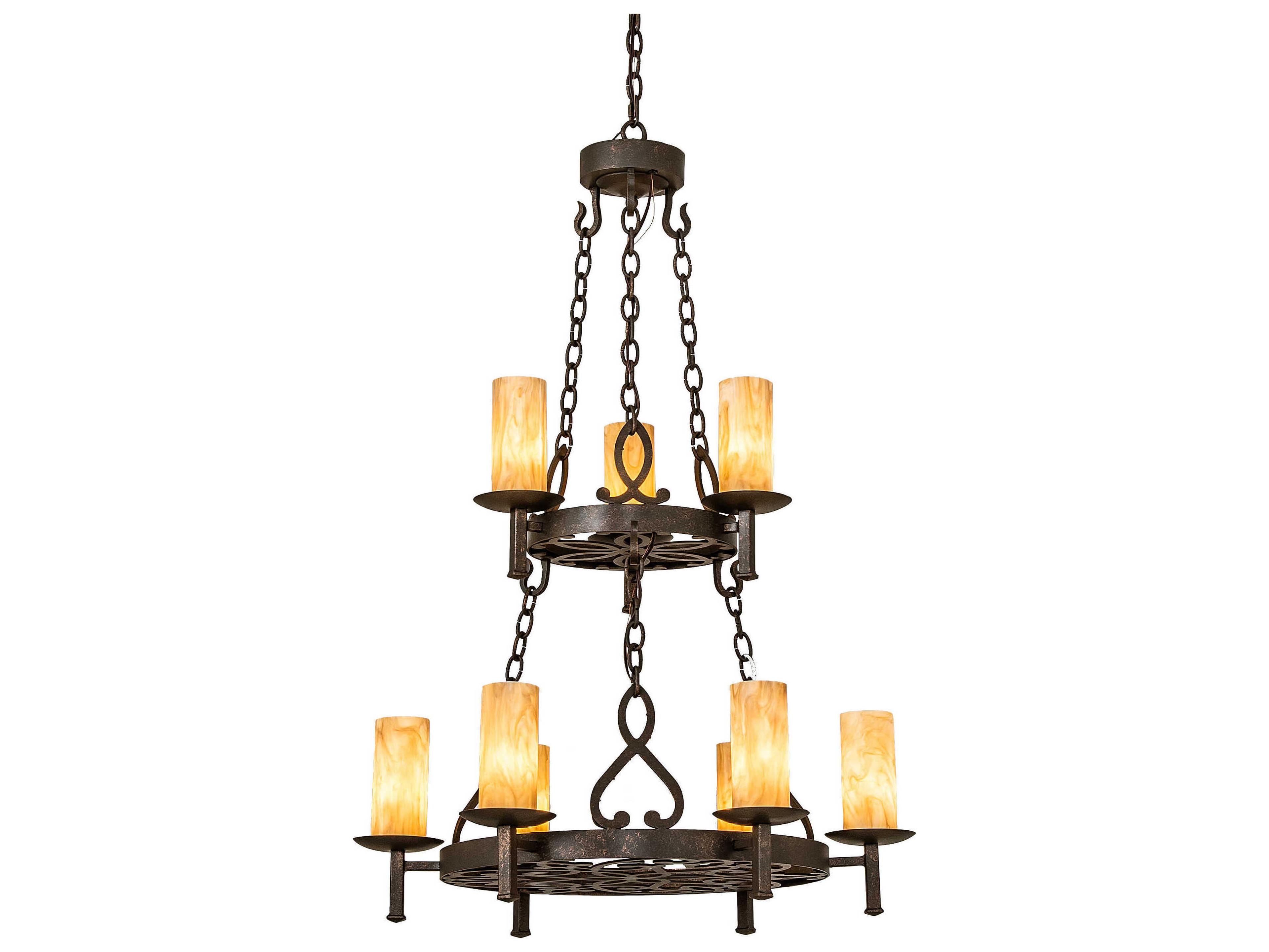 Newcastle 9-Light Brown Cylinder Tiered Chandelier