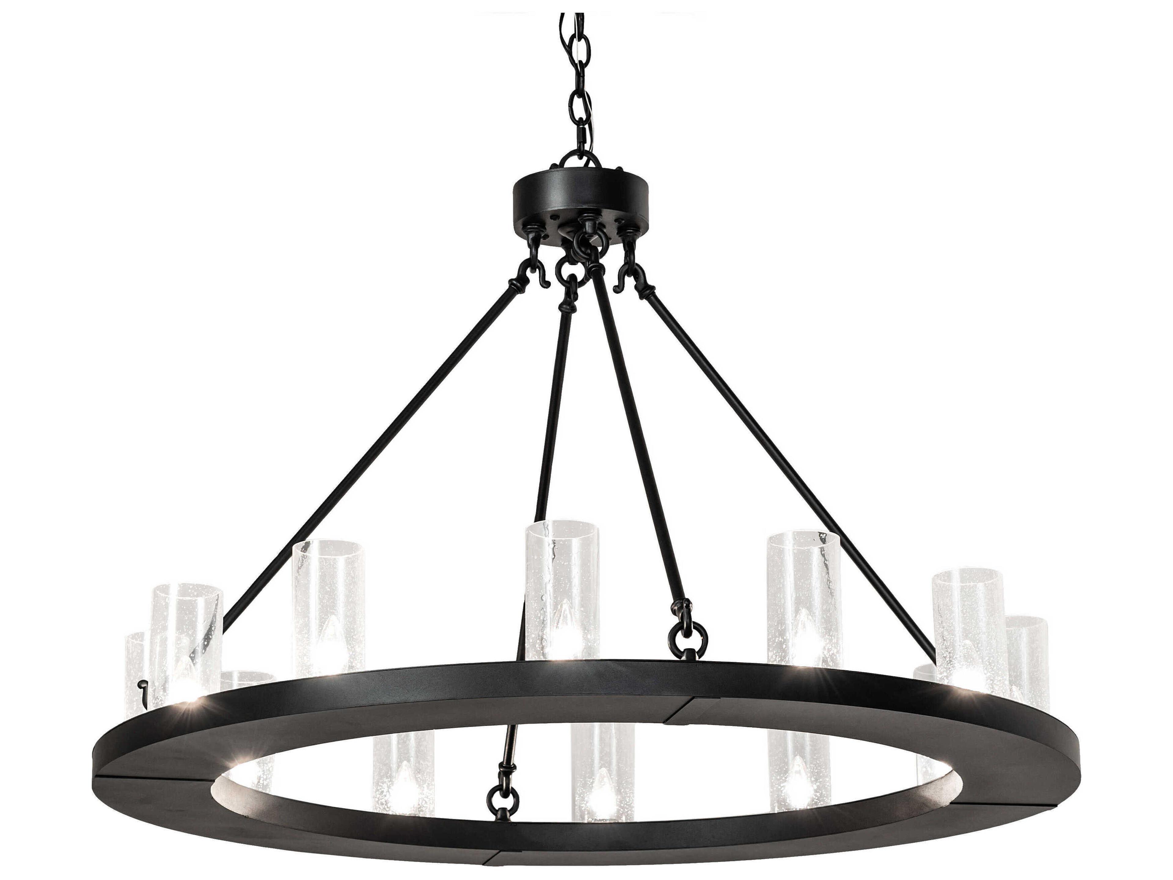 Loxley 12-Light Black Glass Cylinder Chandelier