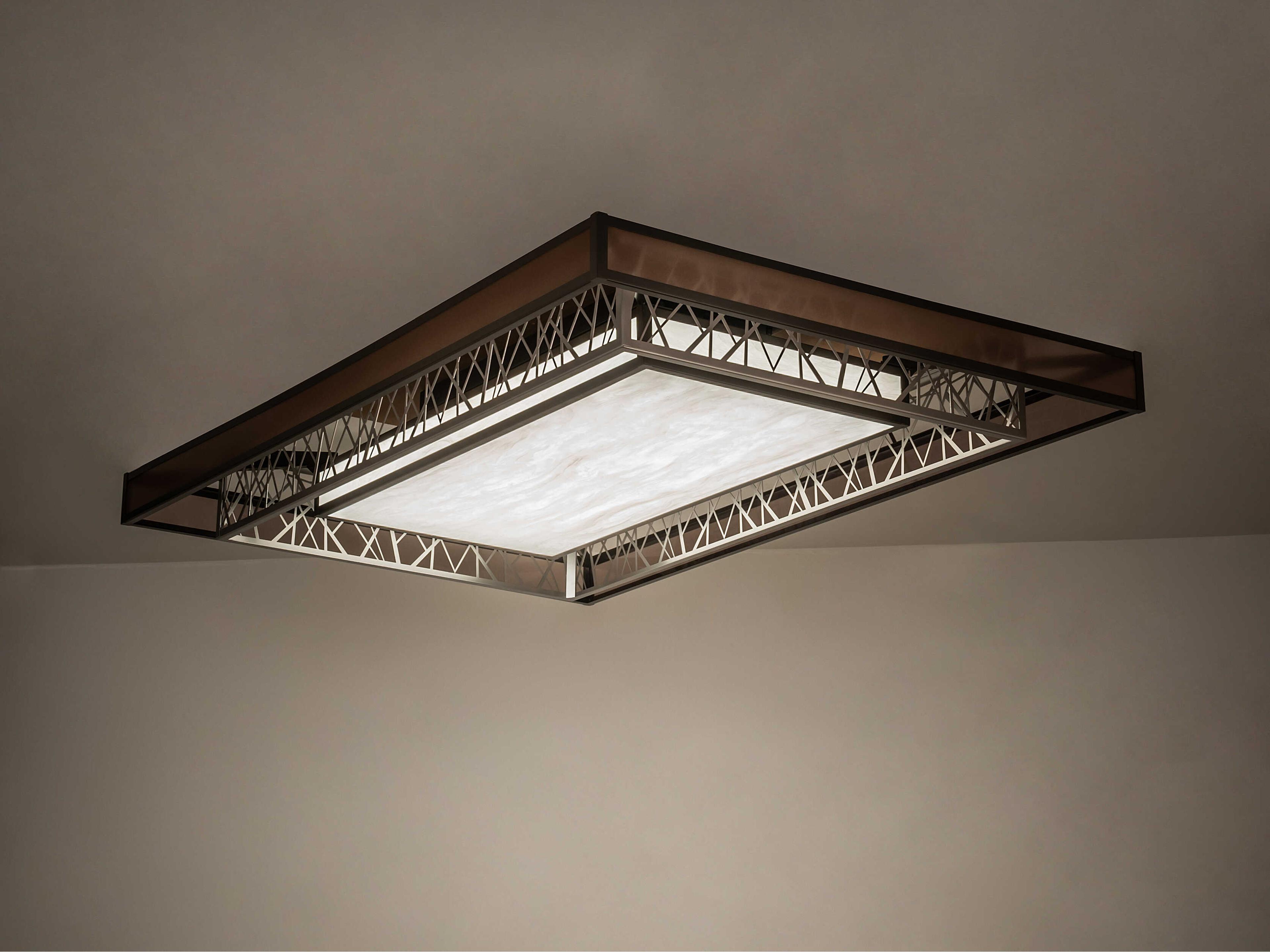 Meyda Quadrato Nickel Timeless Bronze LED Flush Mount