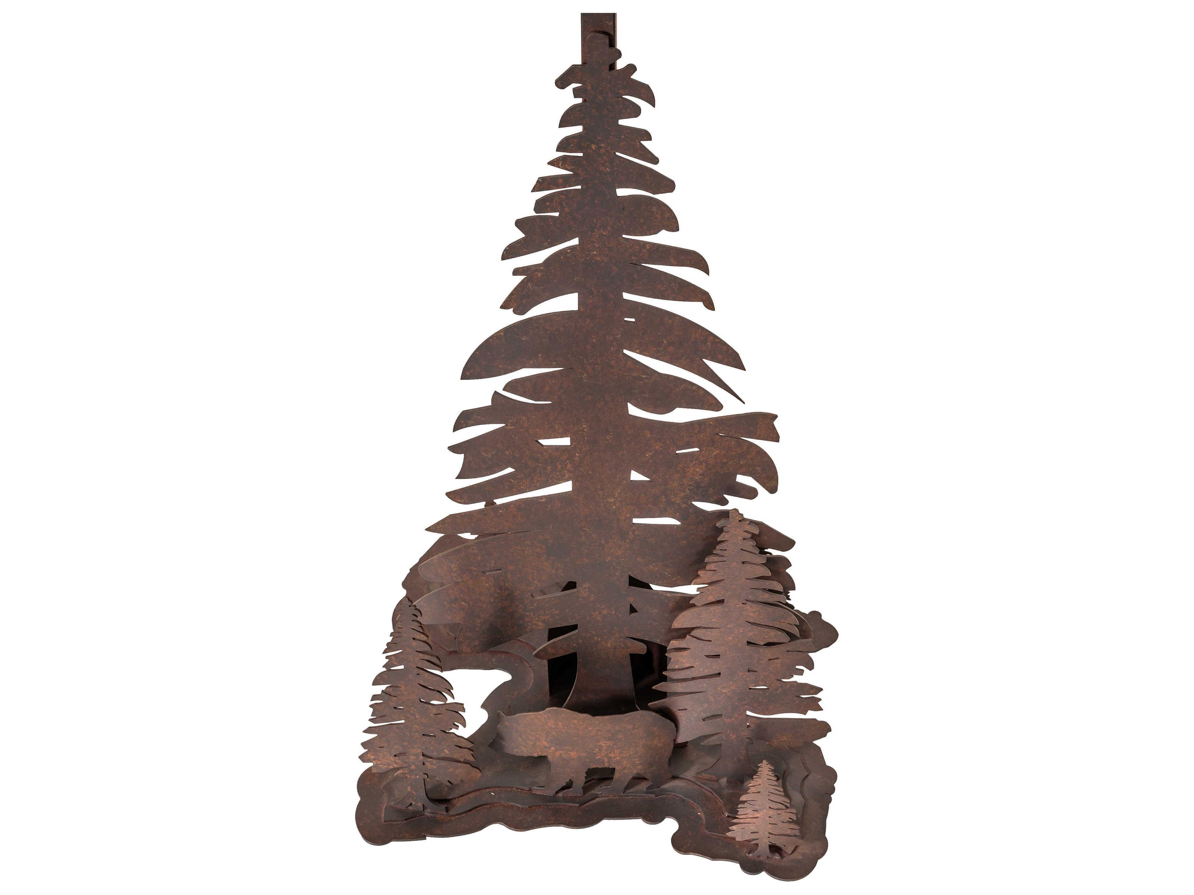 Meyda Lone Bear Hand Painted Rust Floor Lamp