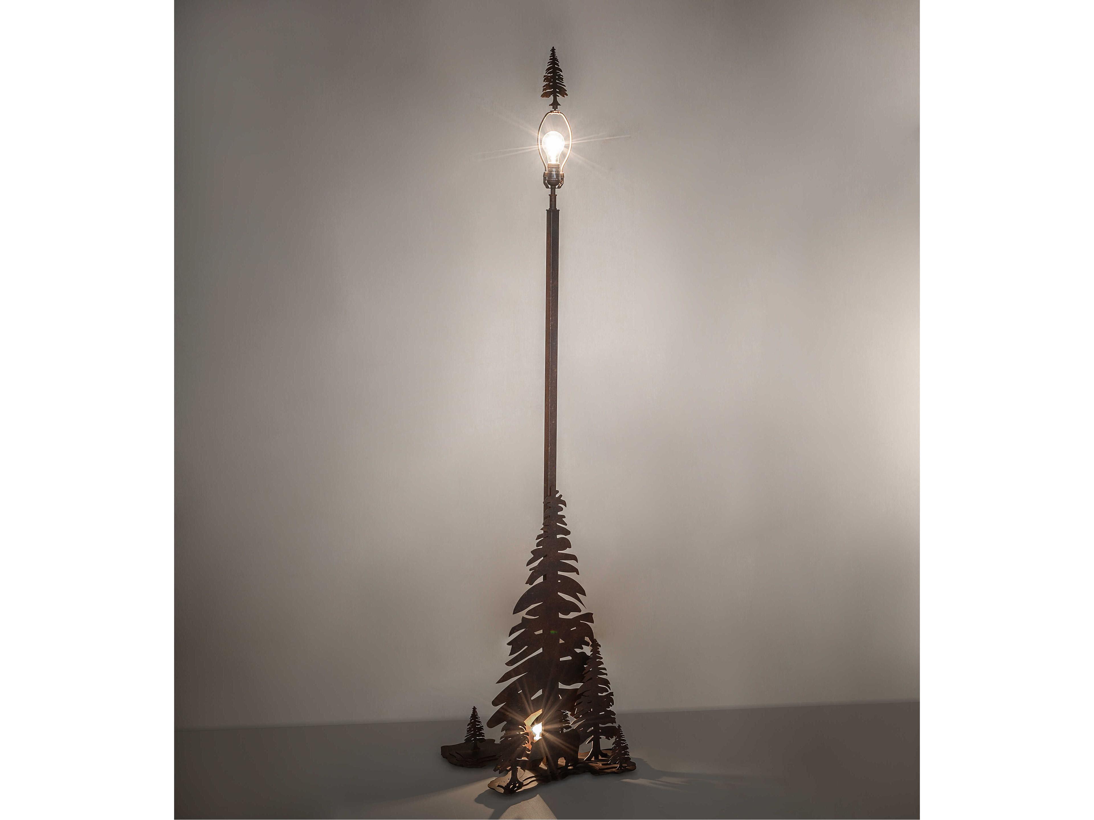 Meyda Lone Bear Hand Painted Rust Floor Lamp