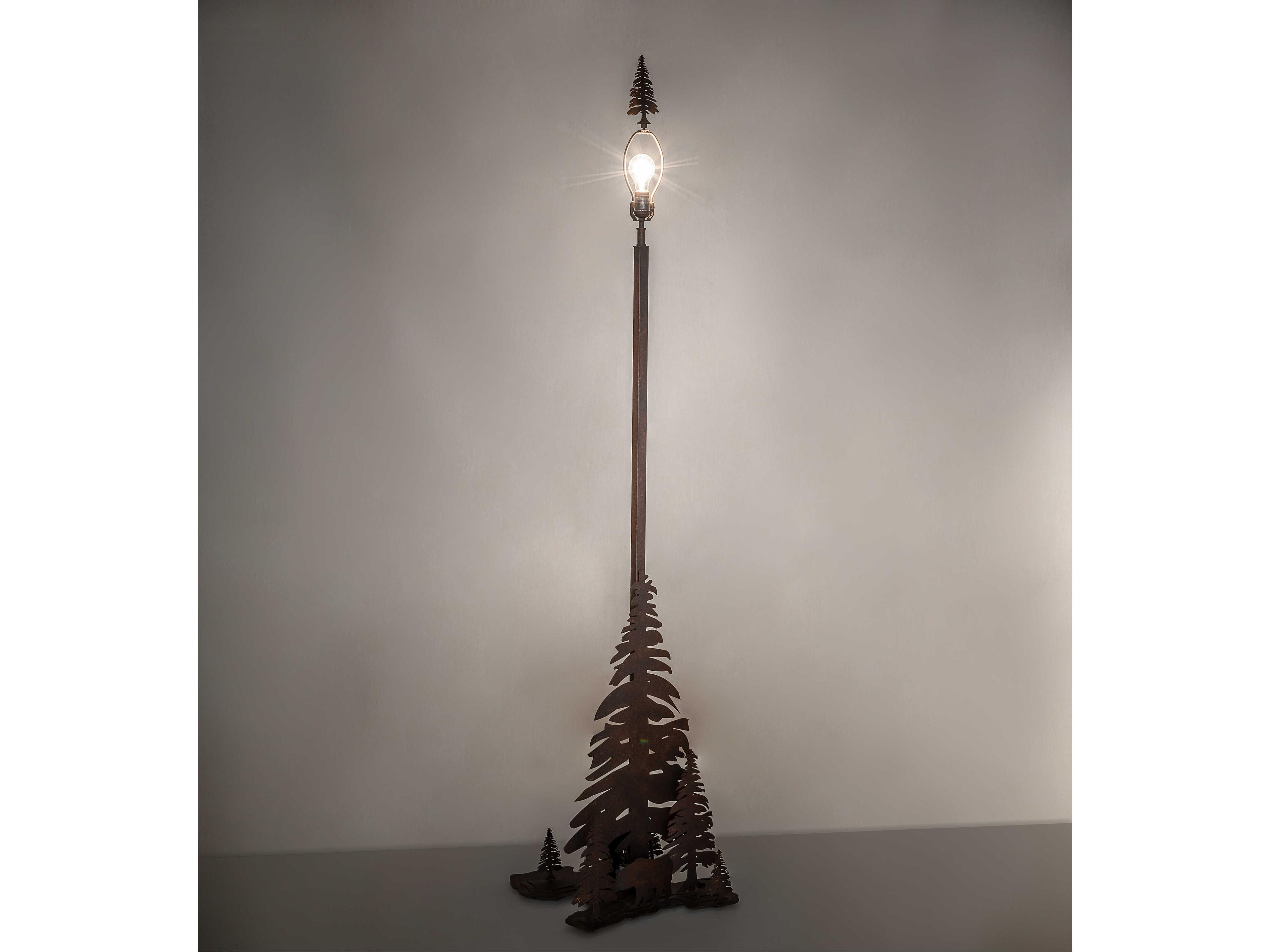 Meyda Lone Bear Hand Painted Rust Floor Lamp