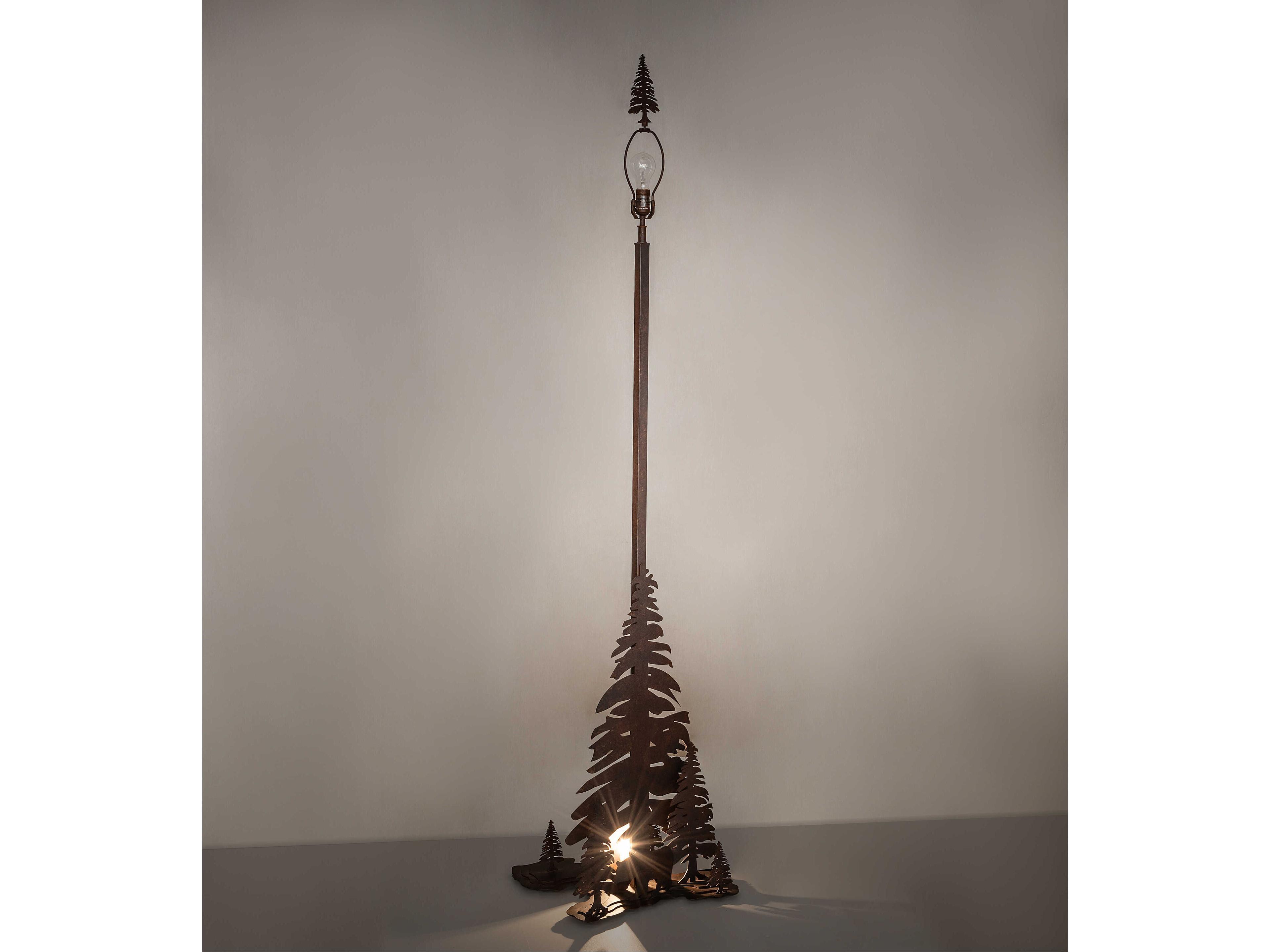 Meyda Lone Bear Hand Painted Rust Floor Lamp