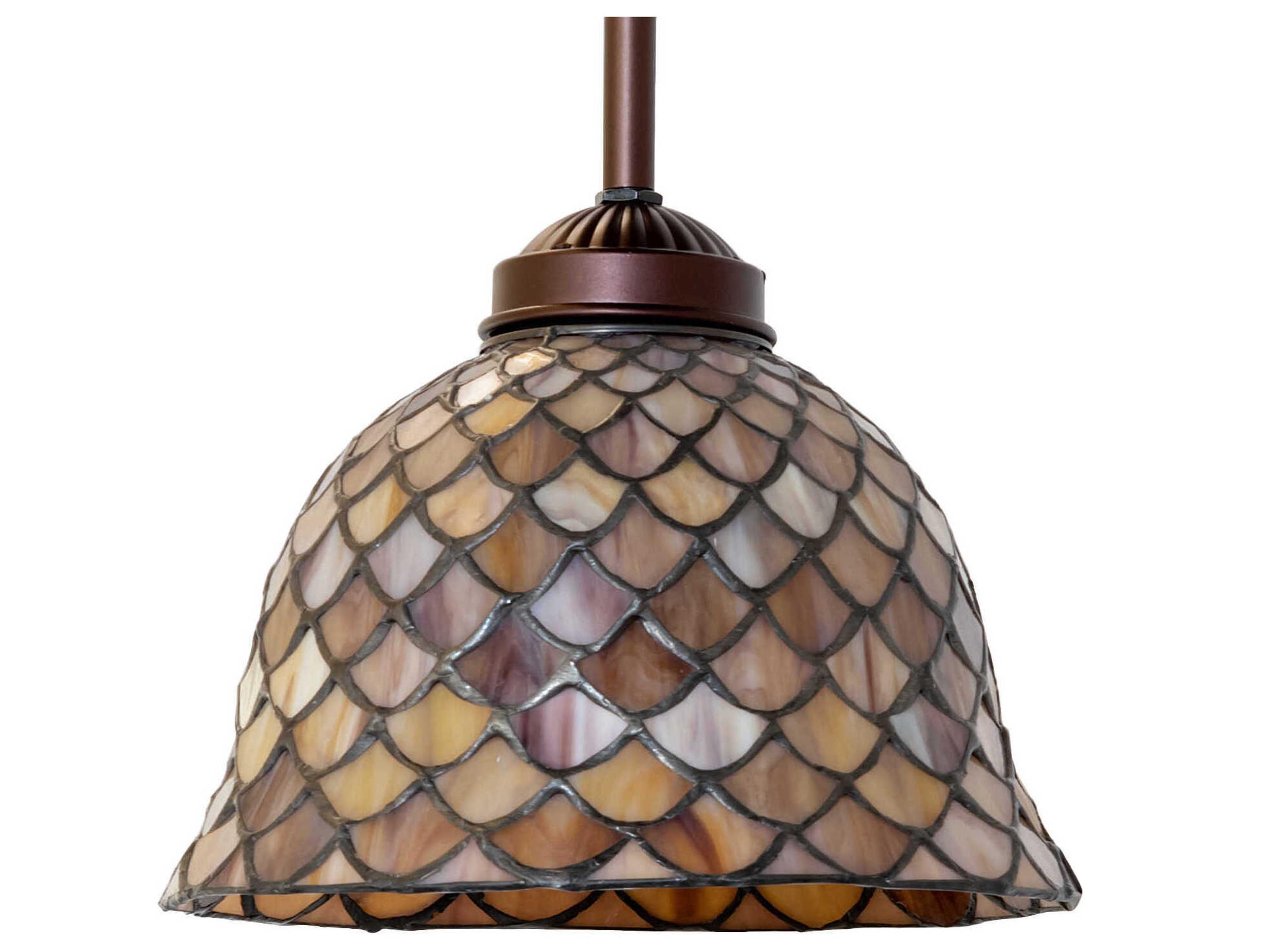 Meyda Tiffany Fishscale 1-Light Mahogany Bronze Bell Mini Pendant