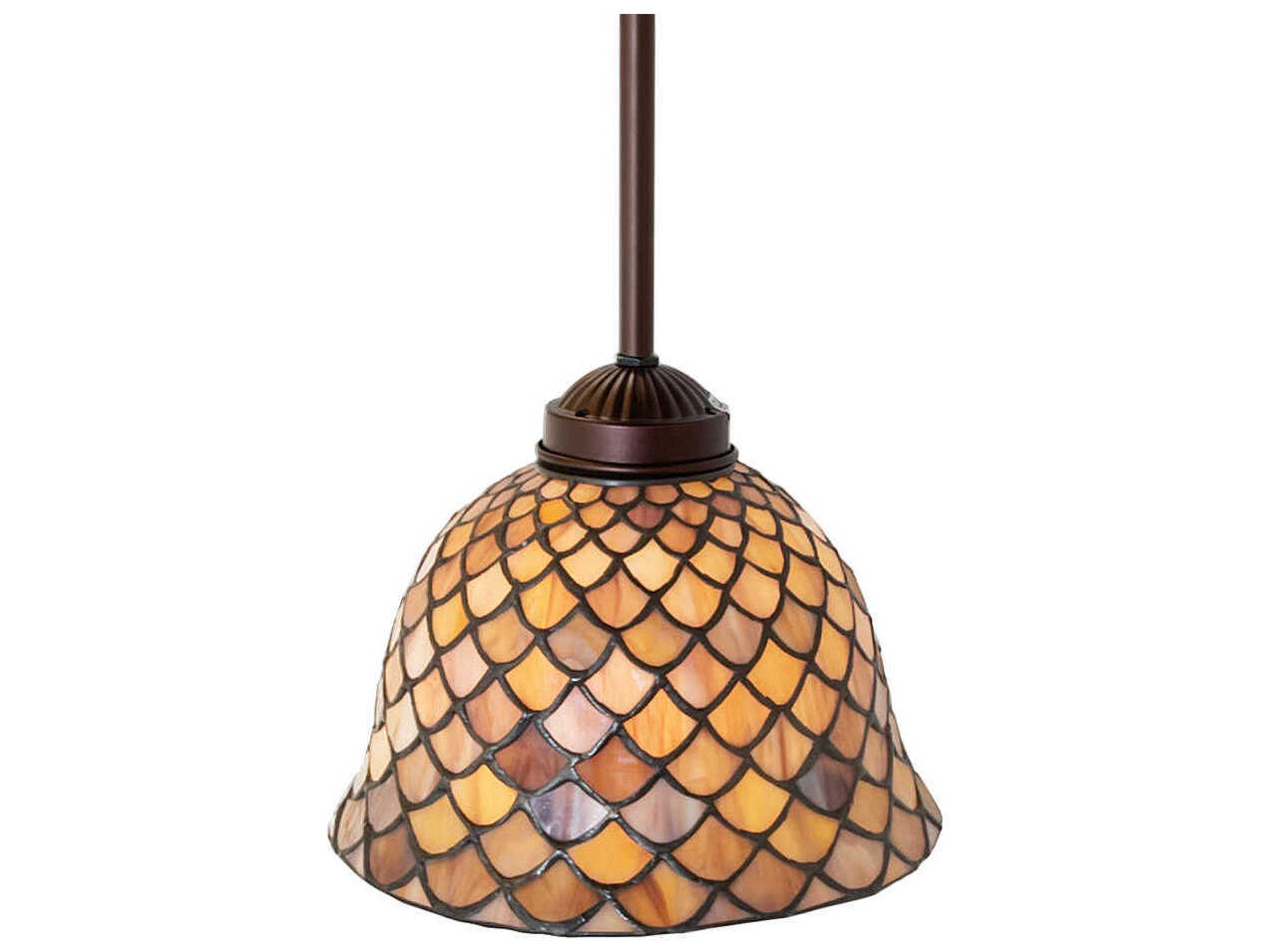 Meyda Tiffany Fishscale 1-Light Mahogany Bronze Bell Mini Pendant