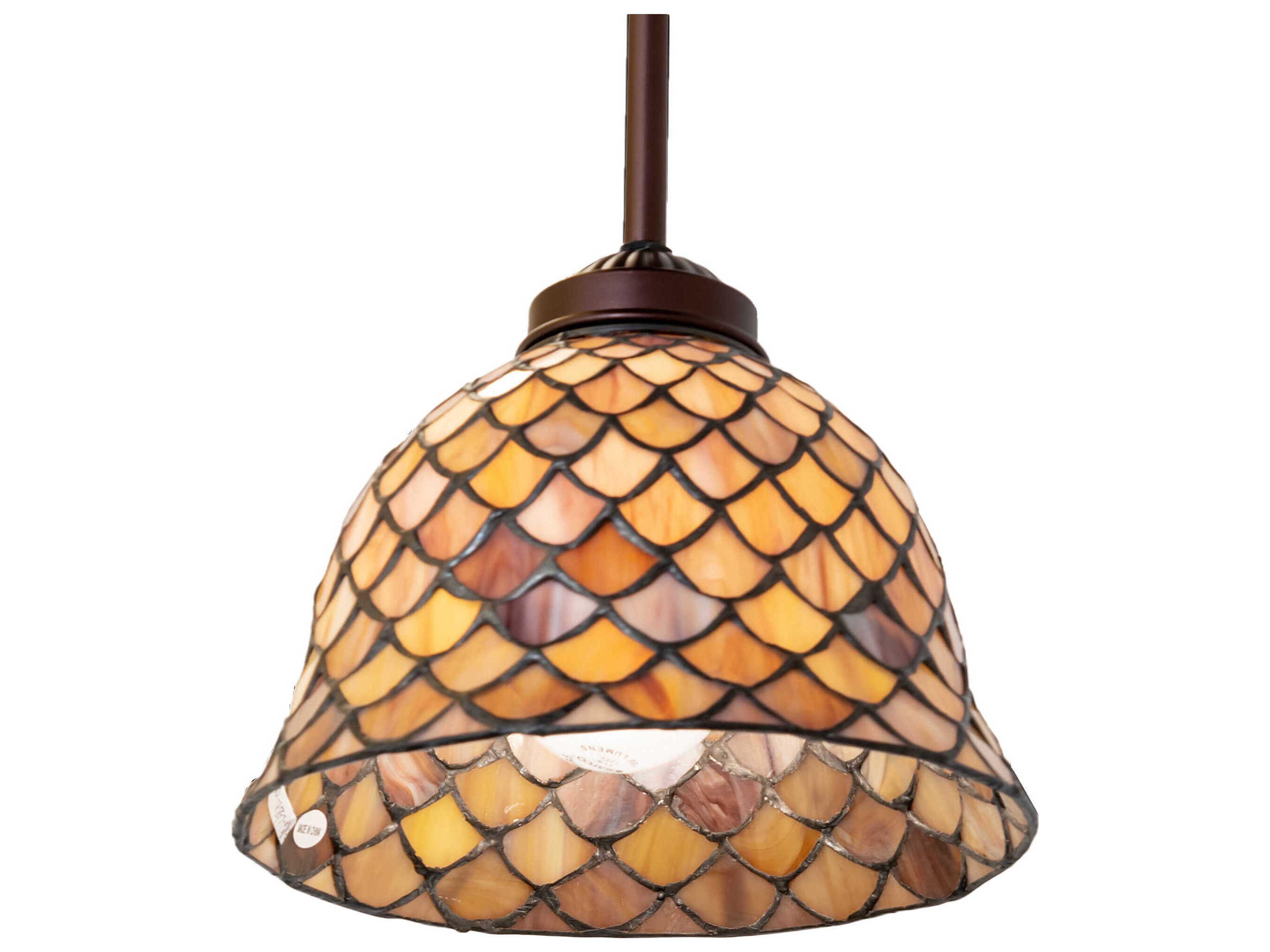 Meyda Tiffany Fishscale 1-Light Mahogany Bronze Bell Mini Pendant