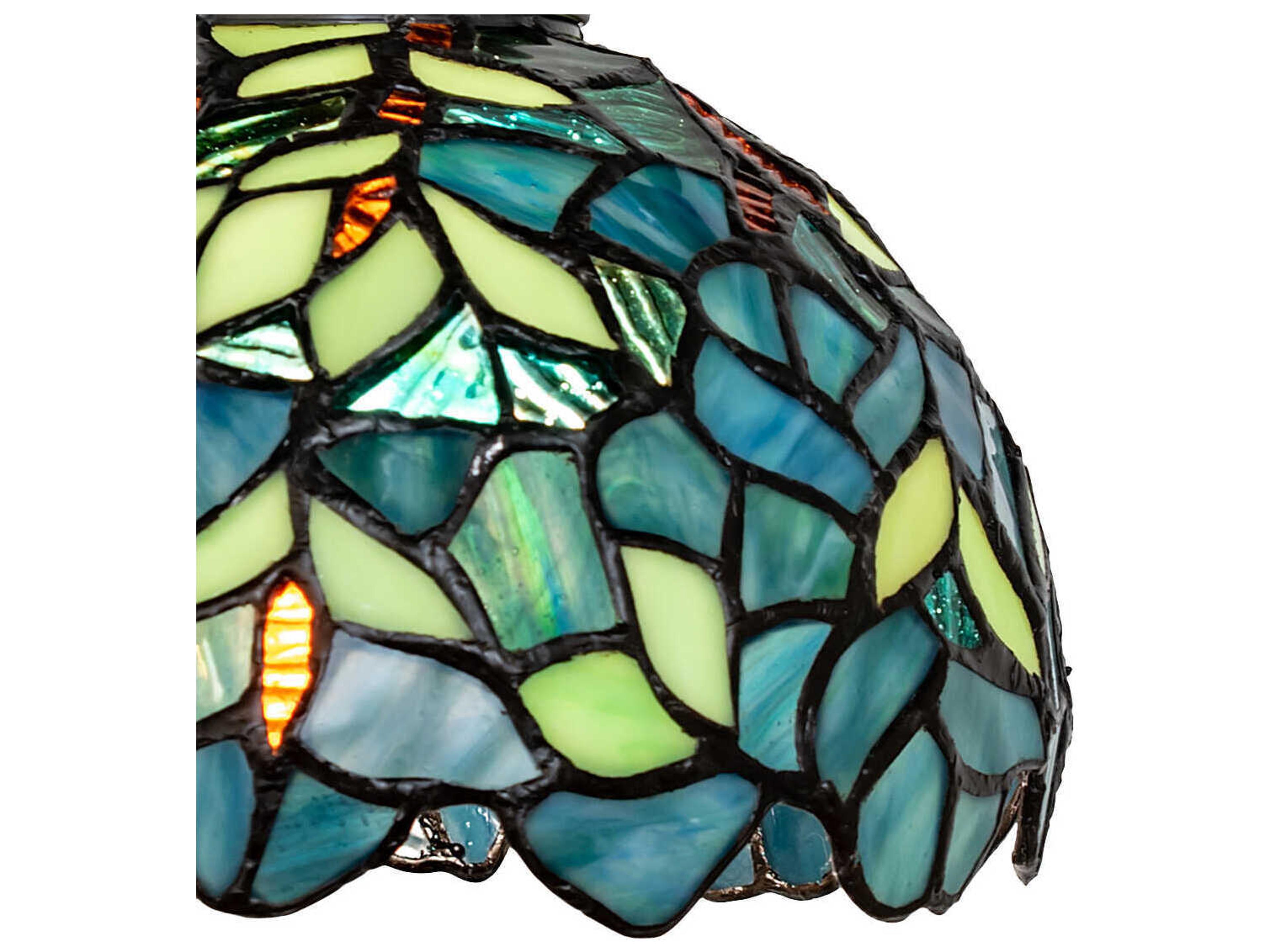 Meyda Nightfall Wisteria 2-Light Mahogany Bronze Glass Tiffany Vanity Light