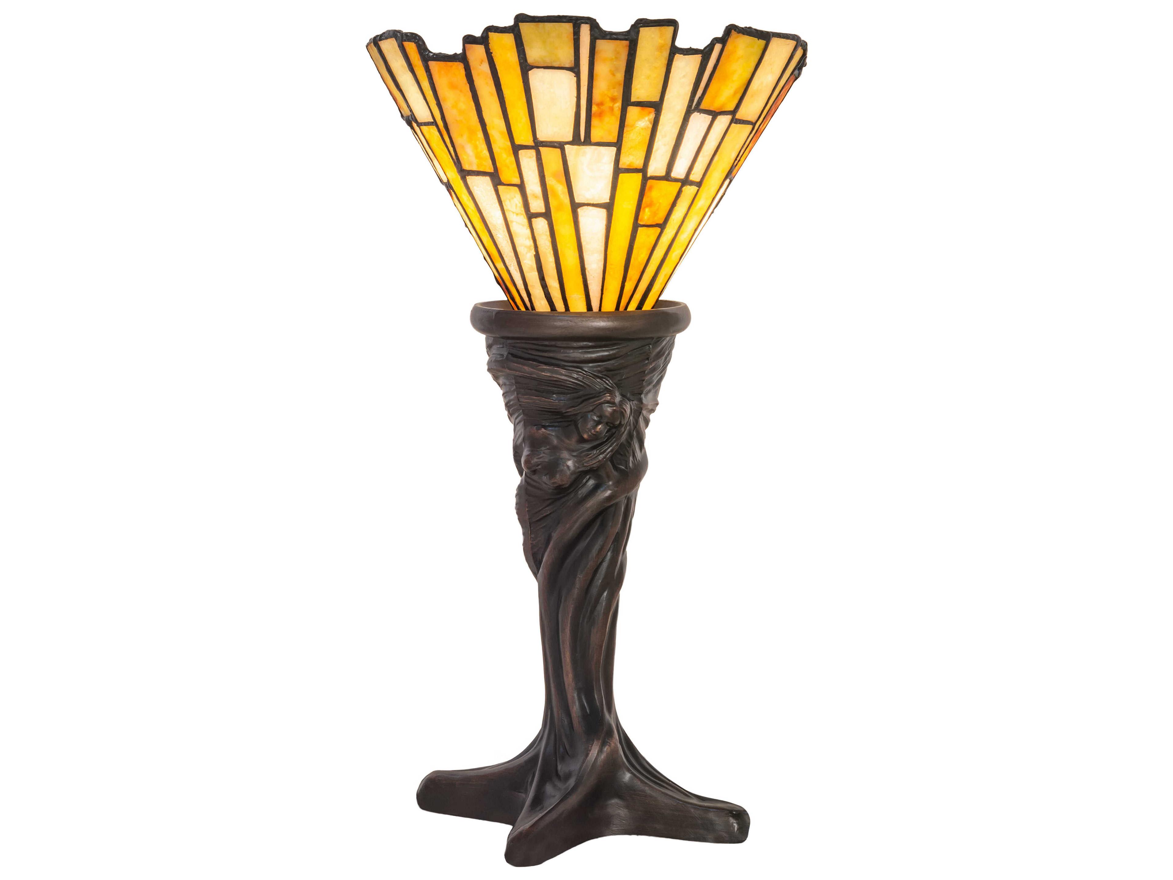 Delta Mahogany Bronze Glass Tiffany Table Lamp