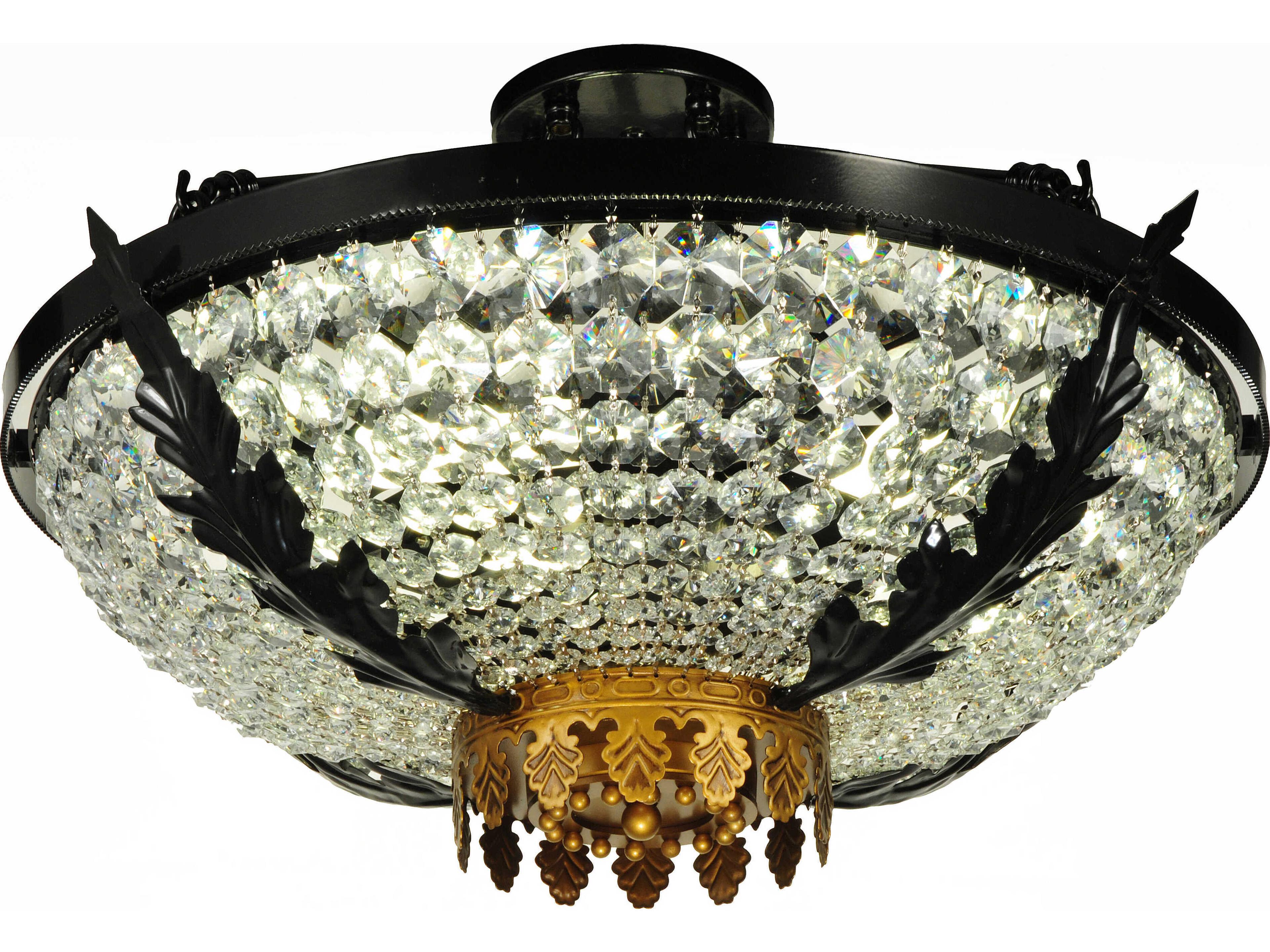 Chrisanne 3-Light Black Crystal Bowl Flush Mount
