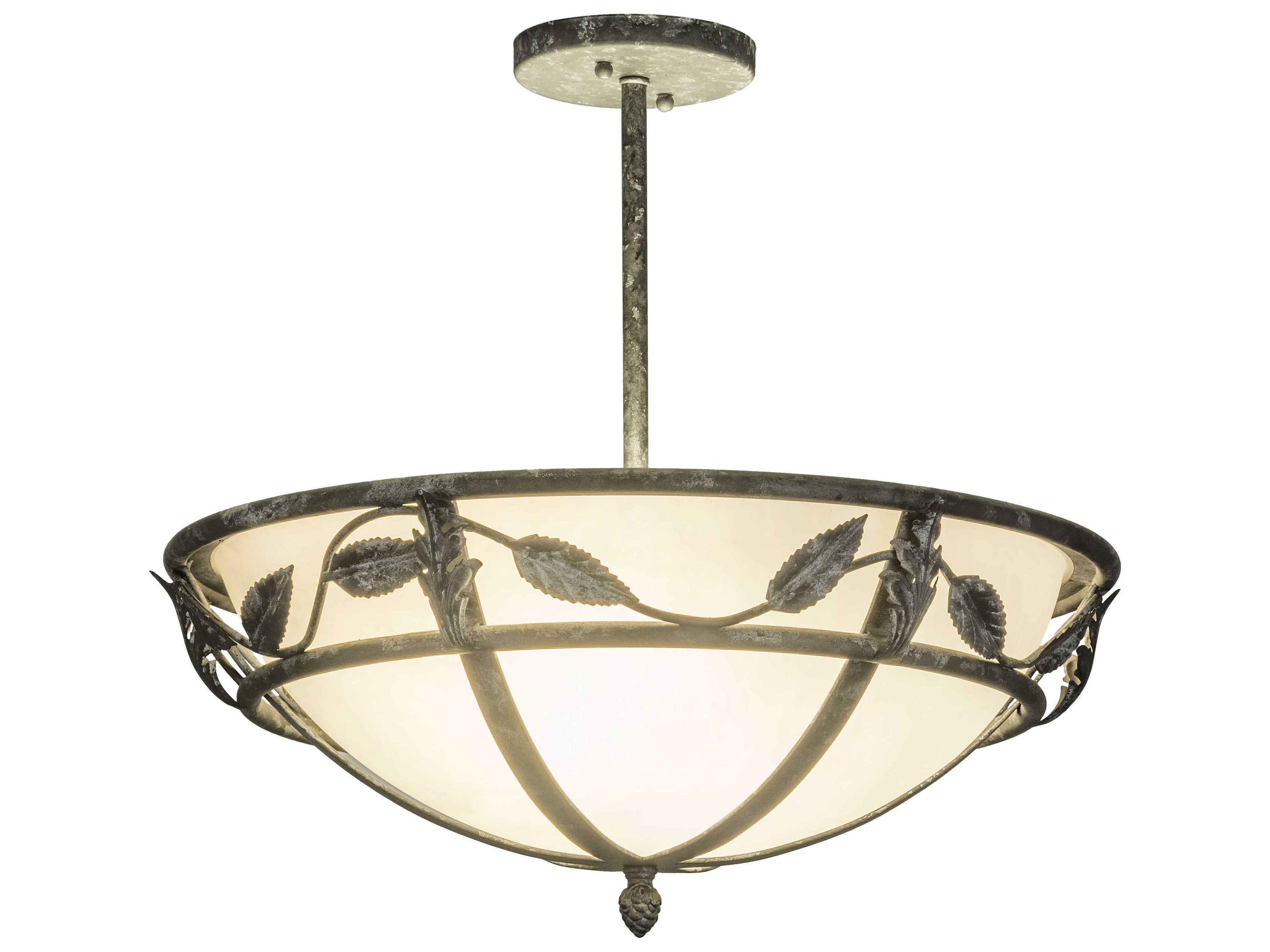Estelle 2-Light Black Glass Bowl Semi Flush Mount