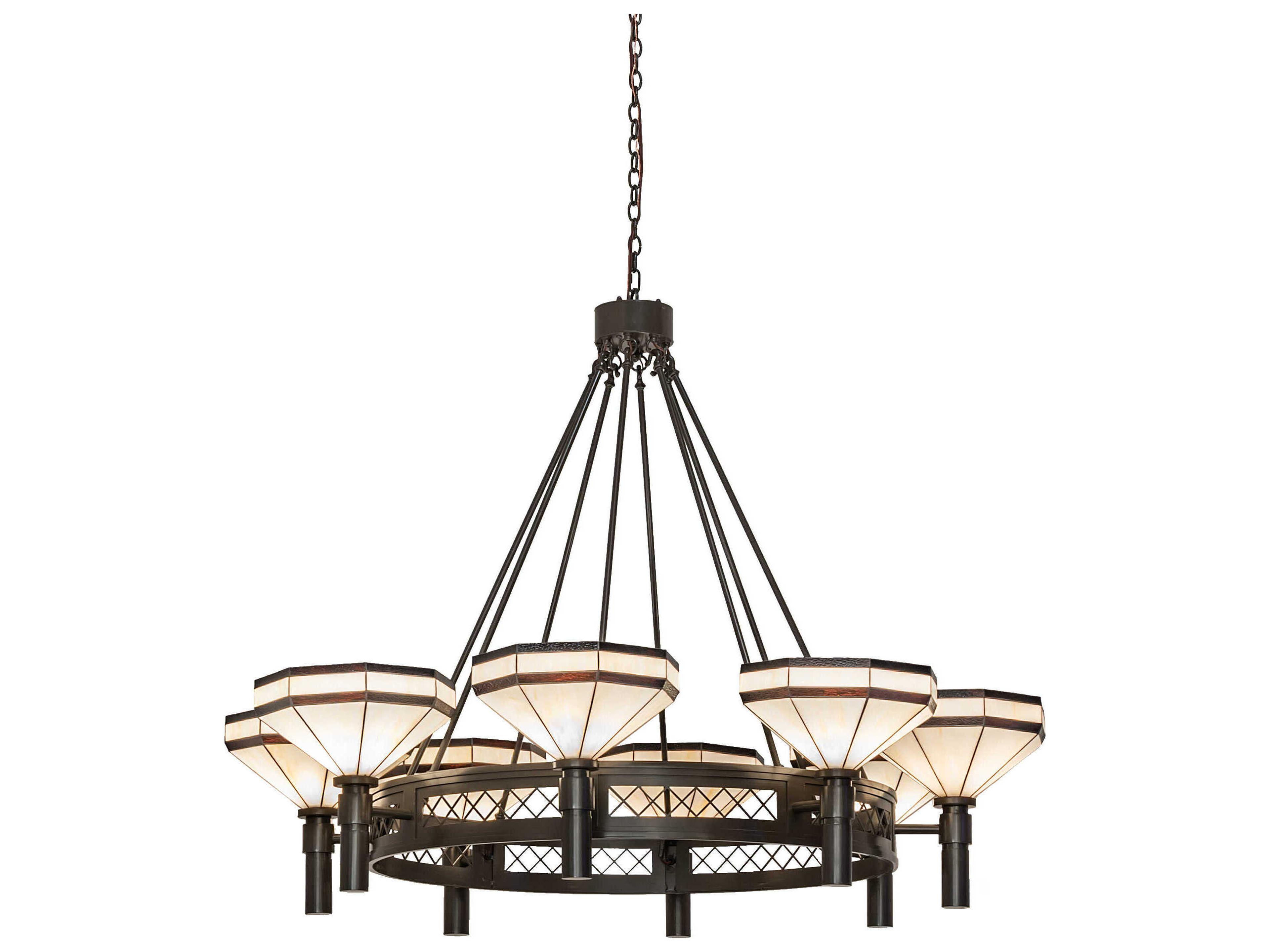 8-Light Timeless Bronze Glass Bowl Round Chandelier