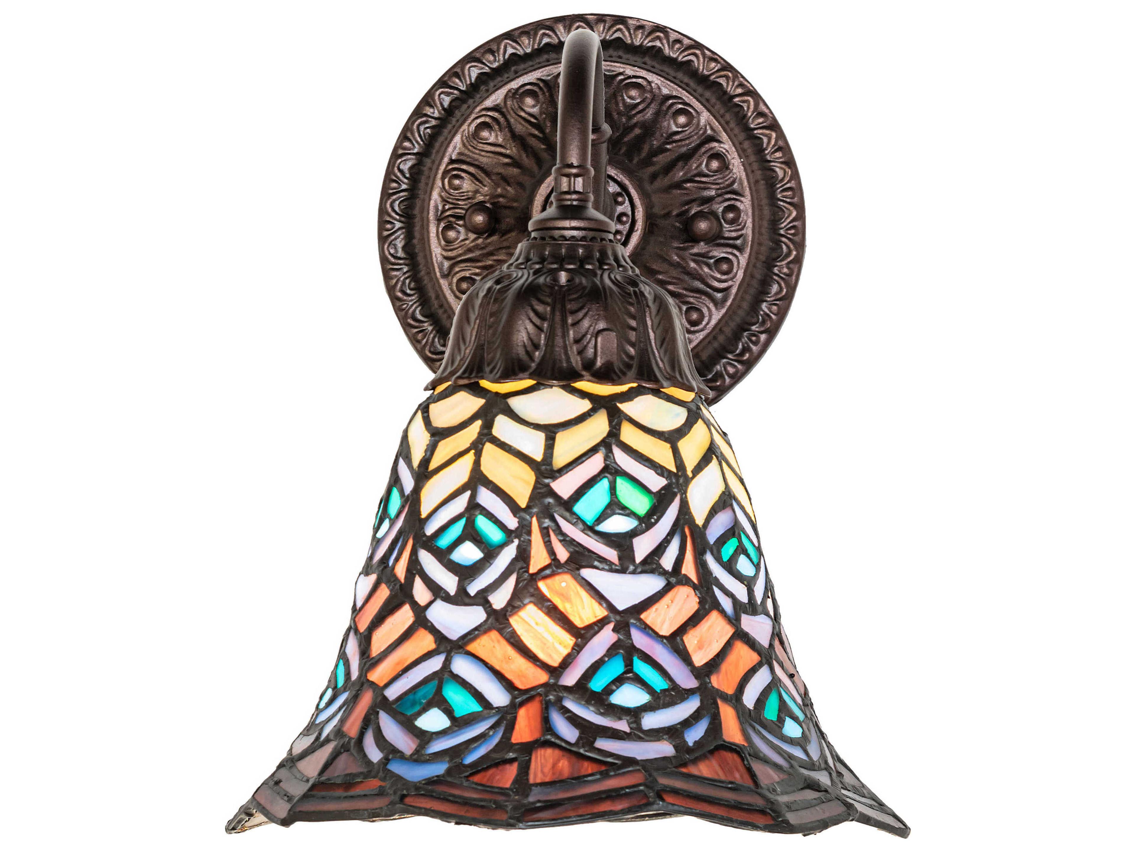 Meyda Tiffany Peacock Feather 1-Light Mahogany Bronze Traditional Wall Sconce