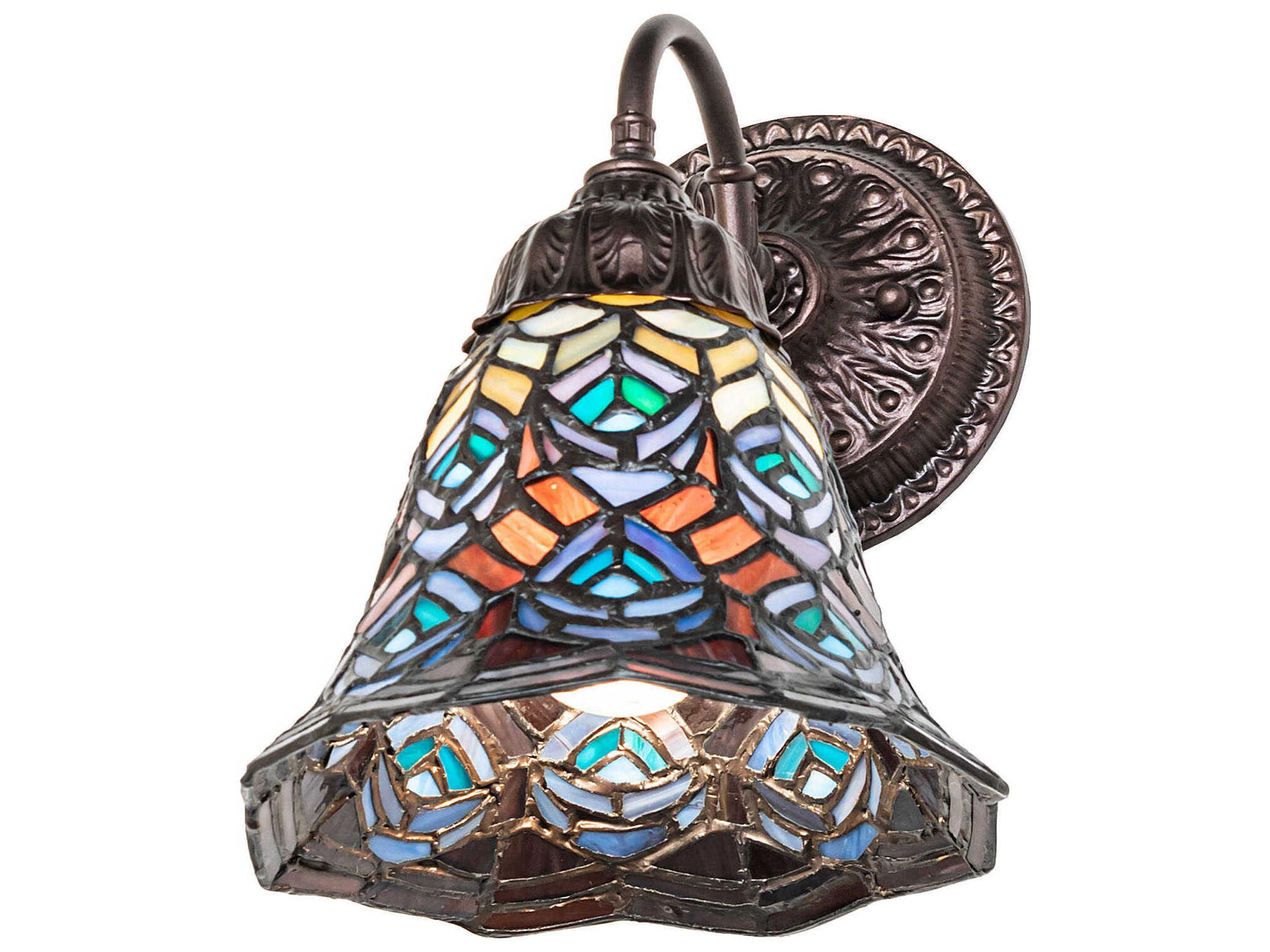 Meyda Tiffany Peacock Feather 1-Light Mahogany Bronze Traditional Wall Sconce