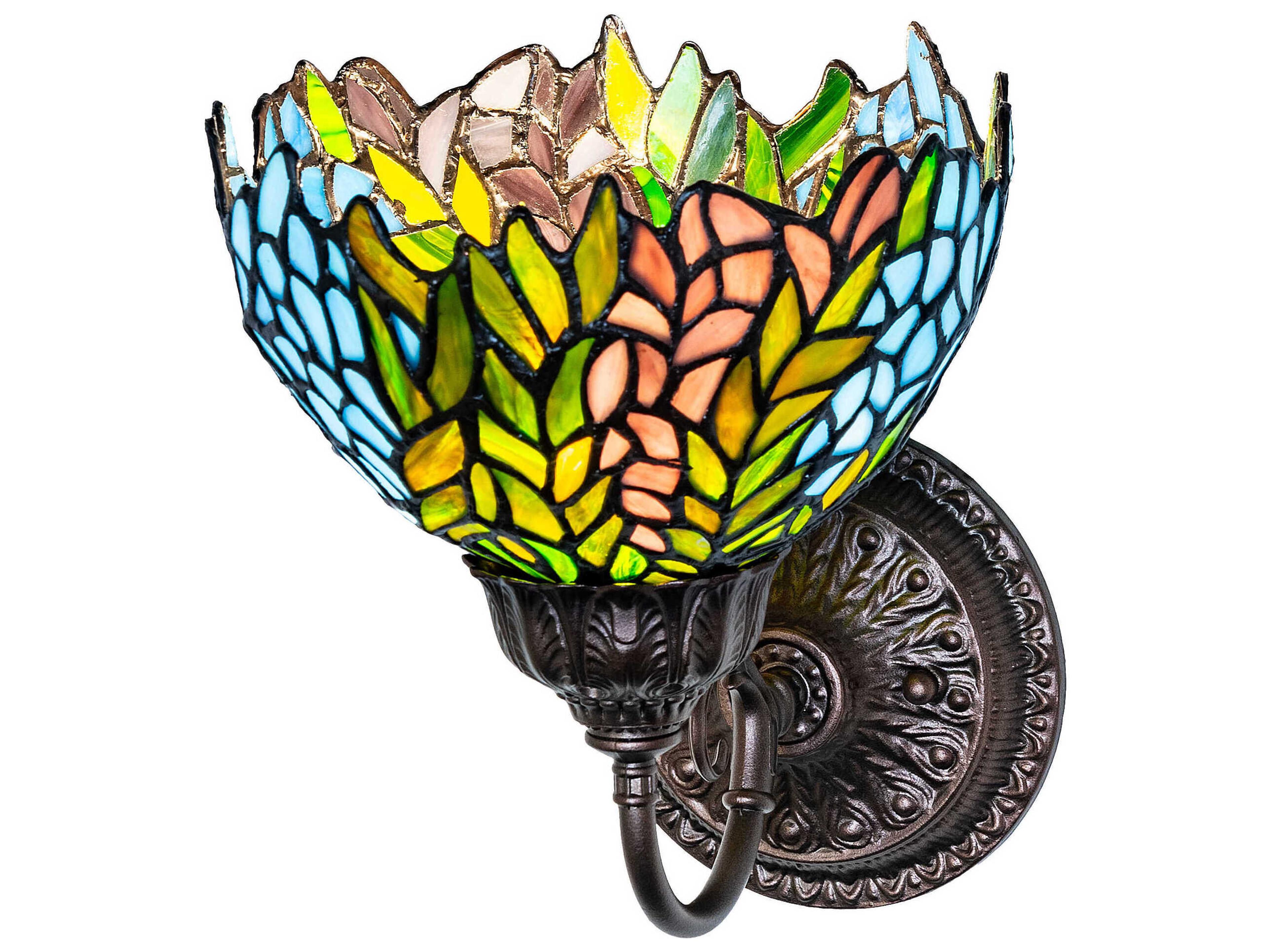 Tiffany Honey Locust 1-Light Mahogany Bronze Traditional Wall Sconce