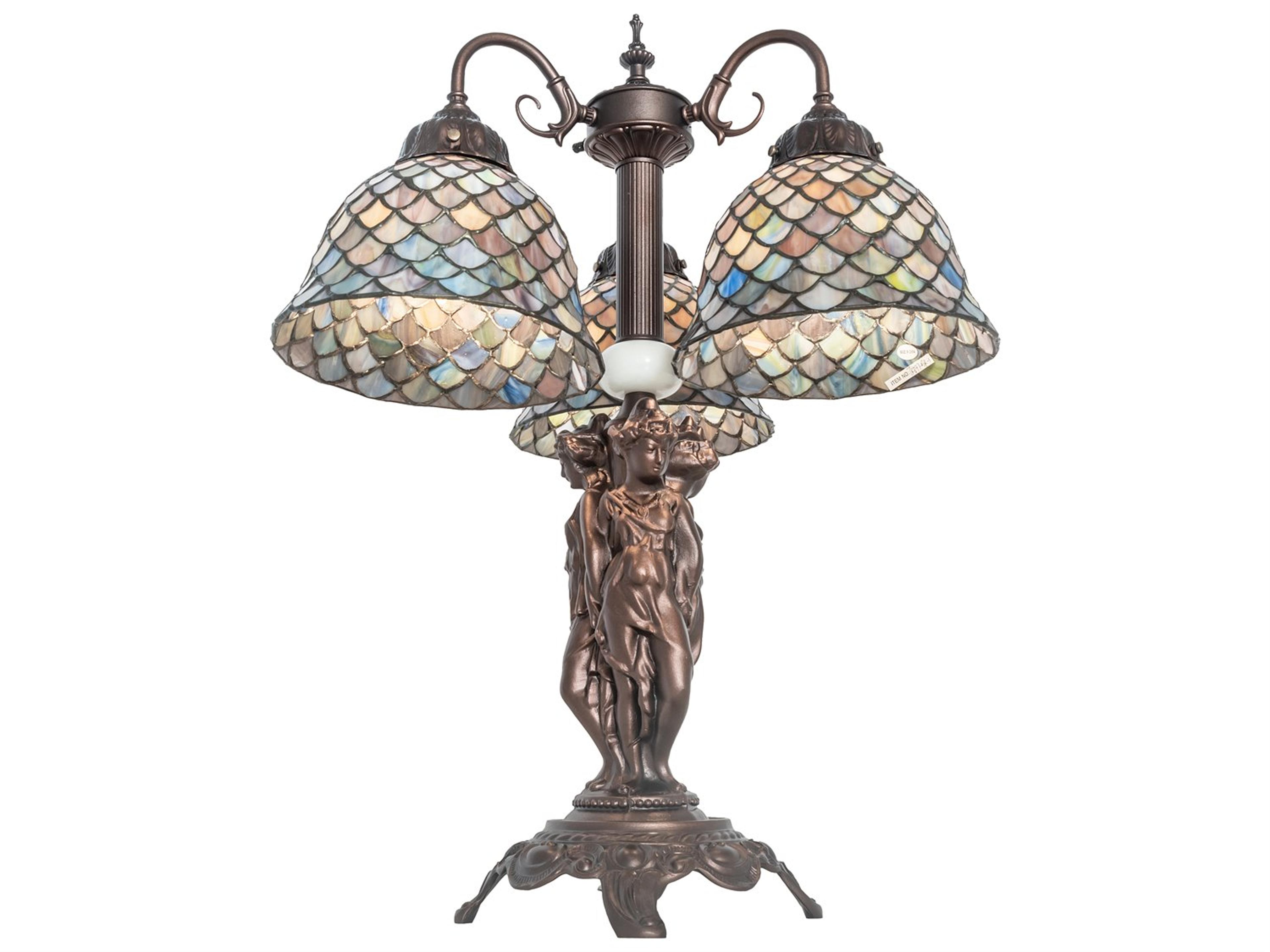 Meyda Tiffany Fishscale Mahogany Bronze Glass Table Lamp