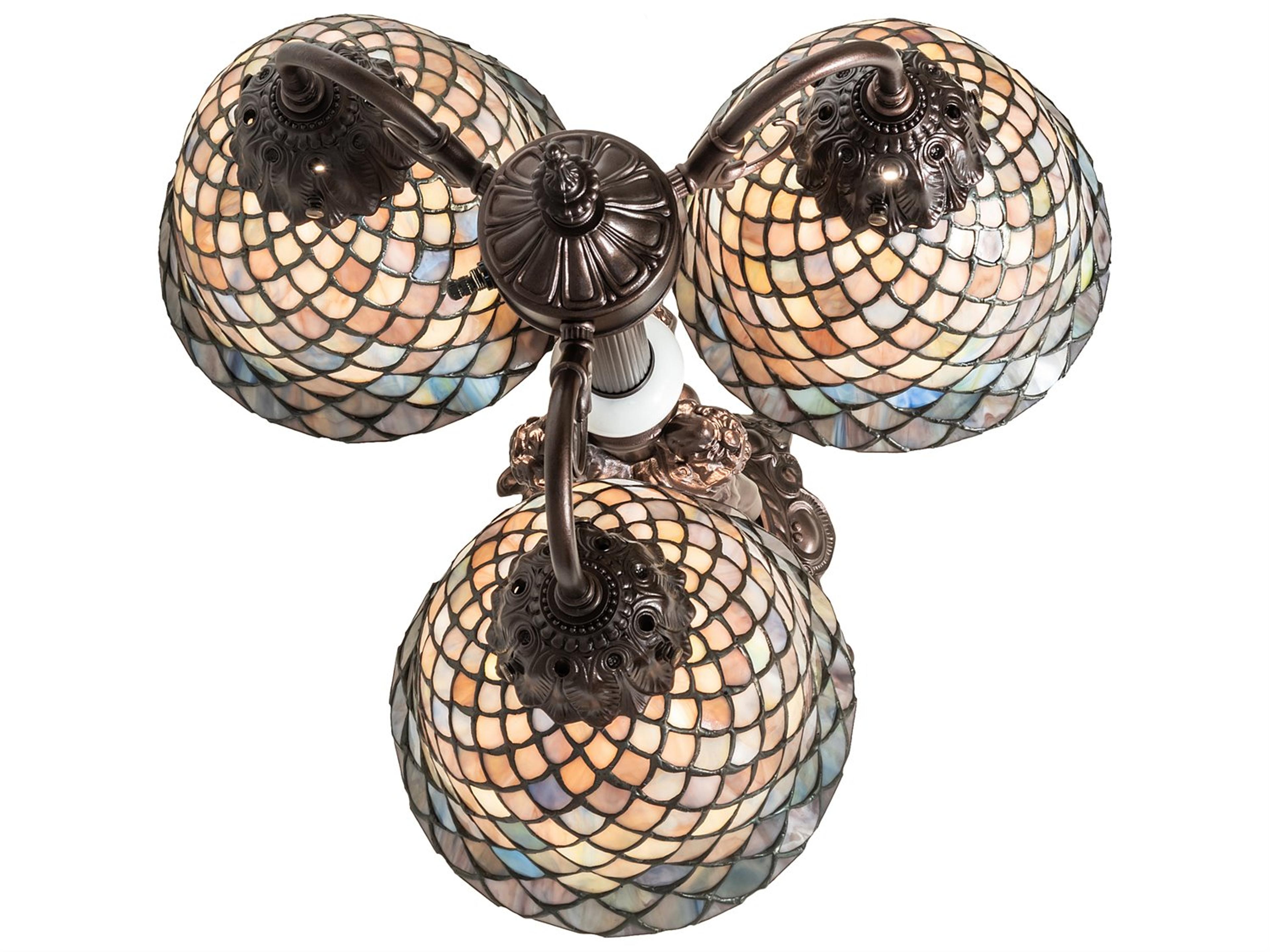 Meyda Tiffany Fishscale Mahogany Bronze Glass Table Lamp