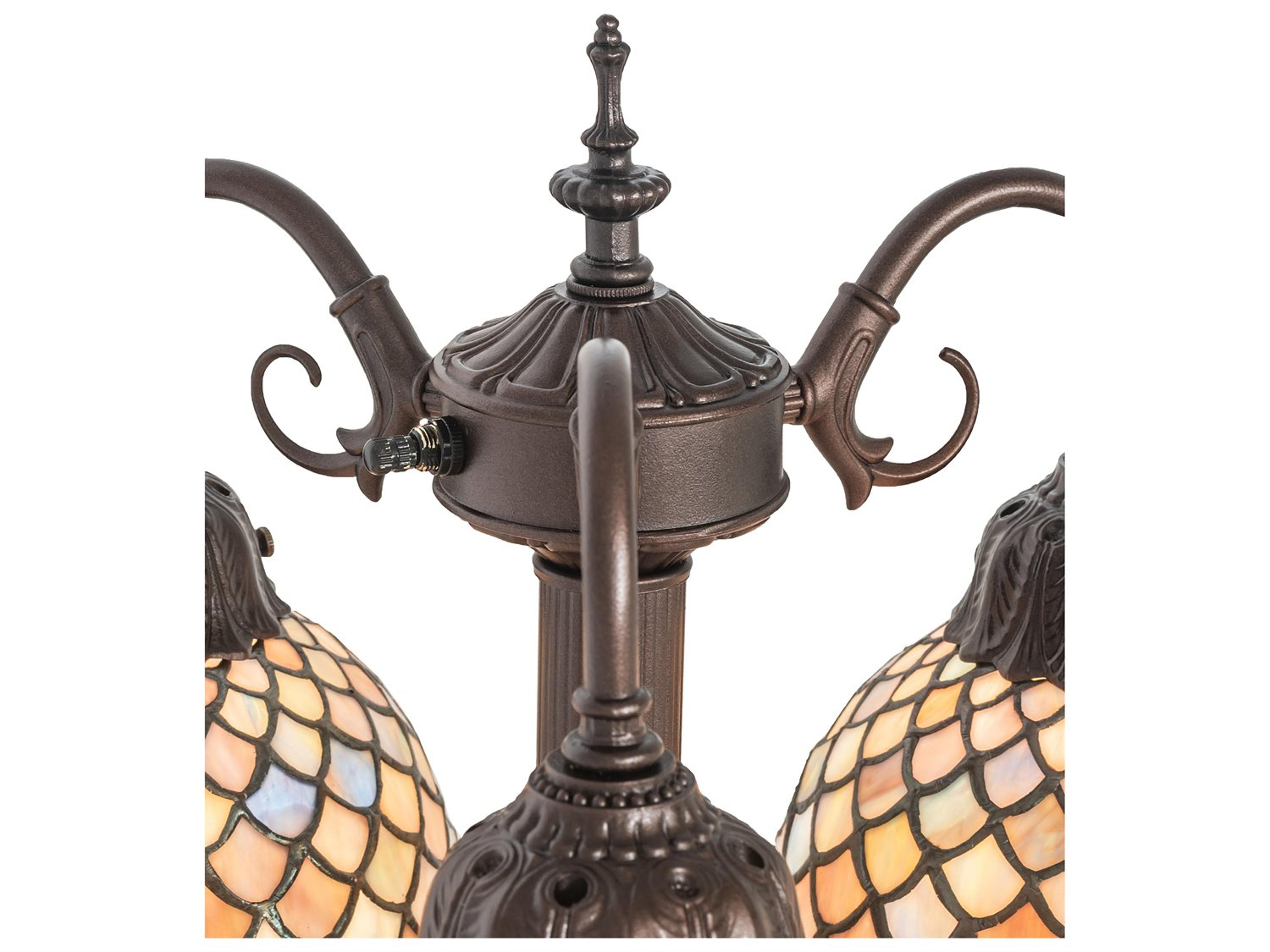 Meyda Tiffany Fishscale Mahogany Bronze Glass Table Lamp