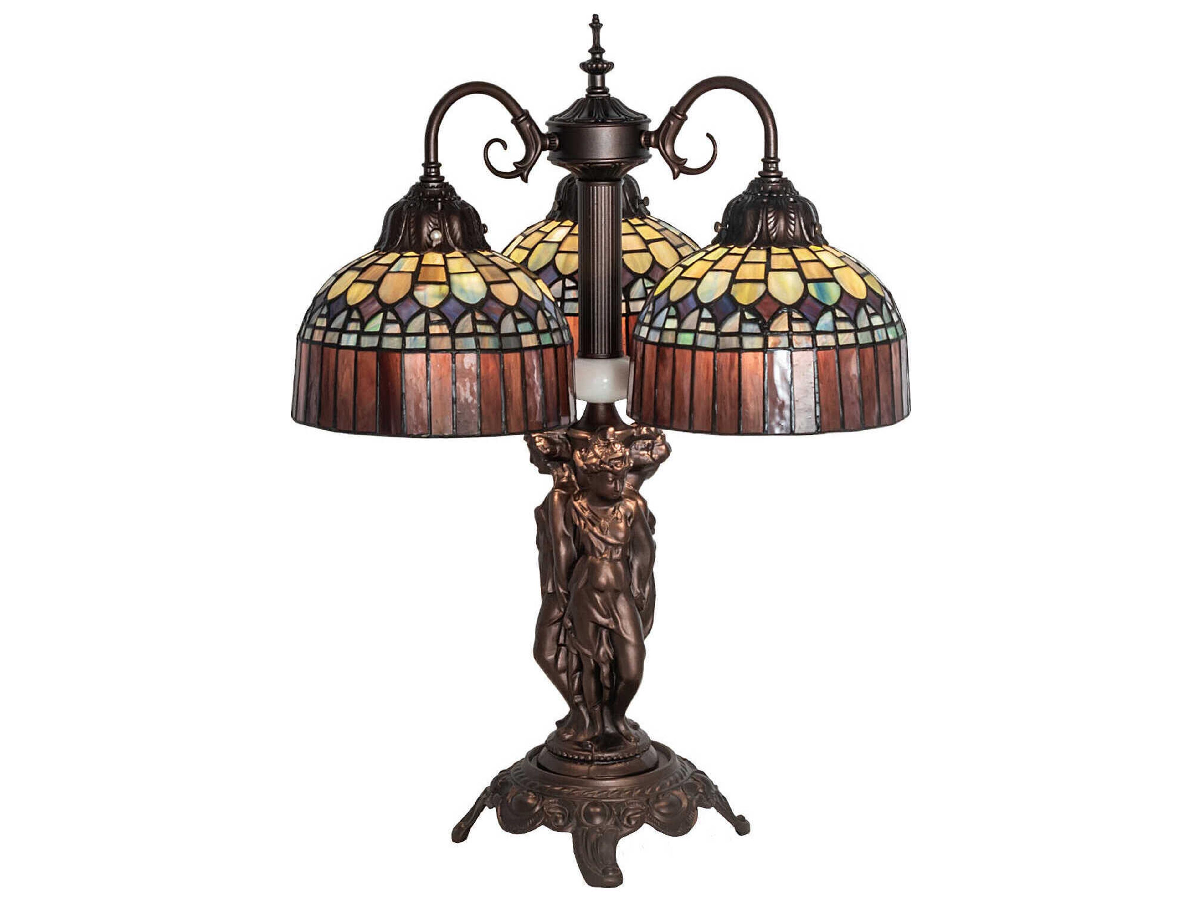 Meyda Tiffany Candice Mahogany Bronze Glass Table Lamp