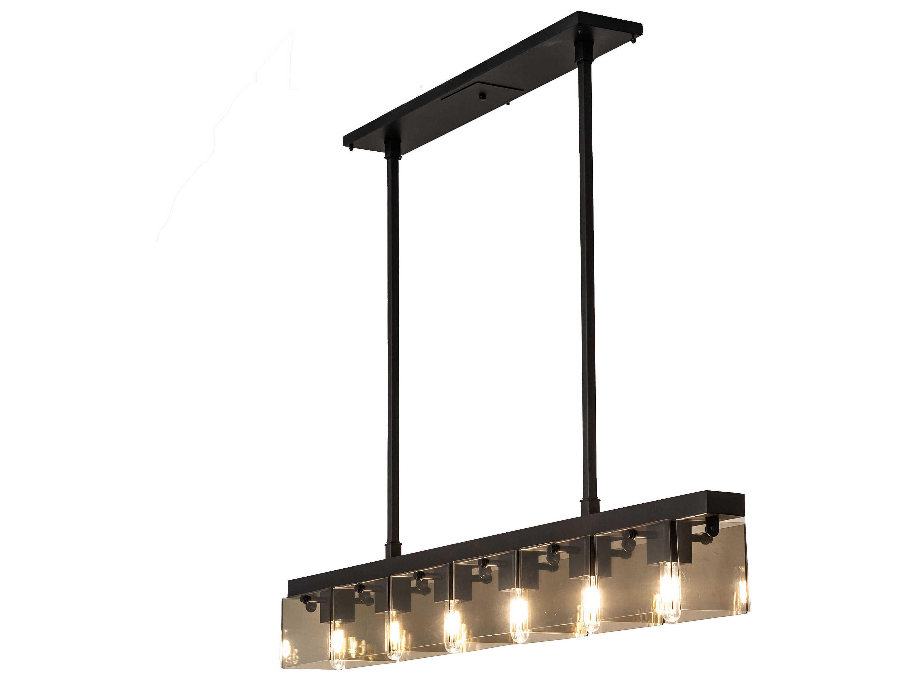 6-Light Black Glass Island Pendant