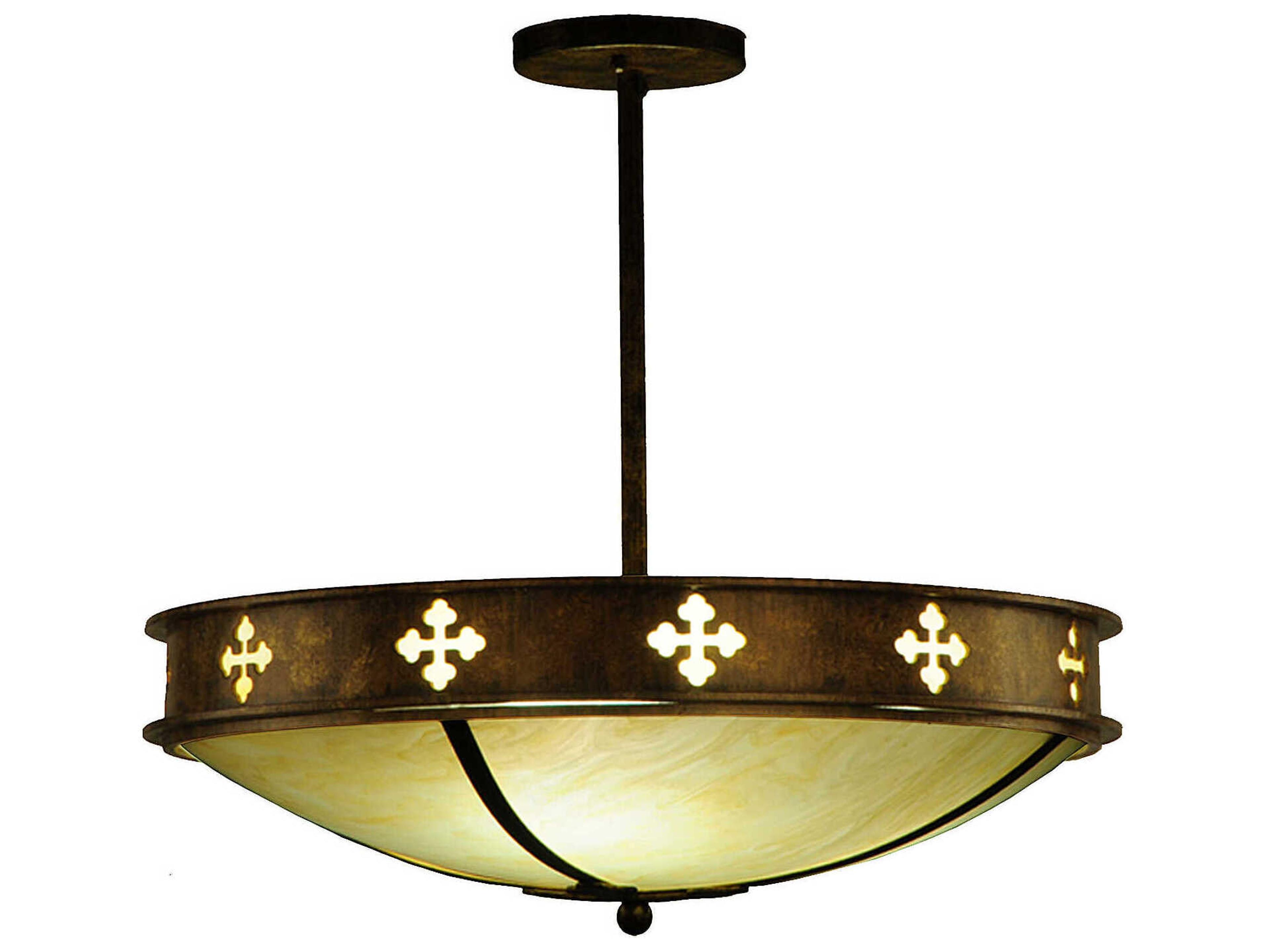 Meyda 3-Light Black Bowl Semi Flush Mount