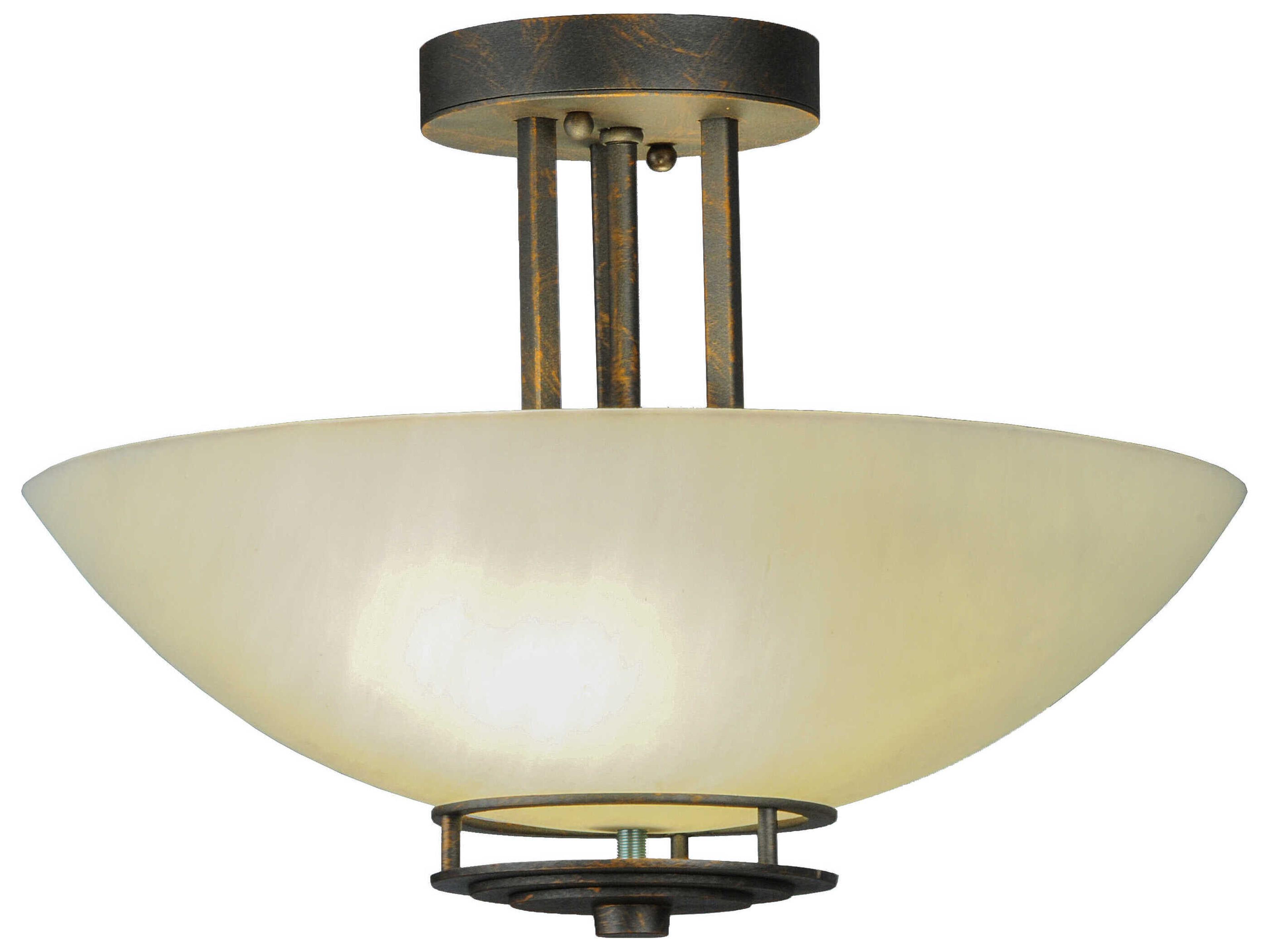 Meyda 2-Light French Bronzed Glass Bowl Pendant