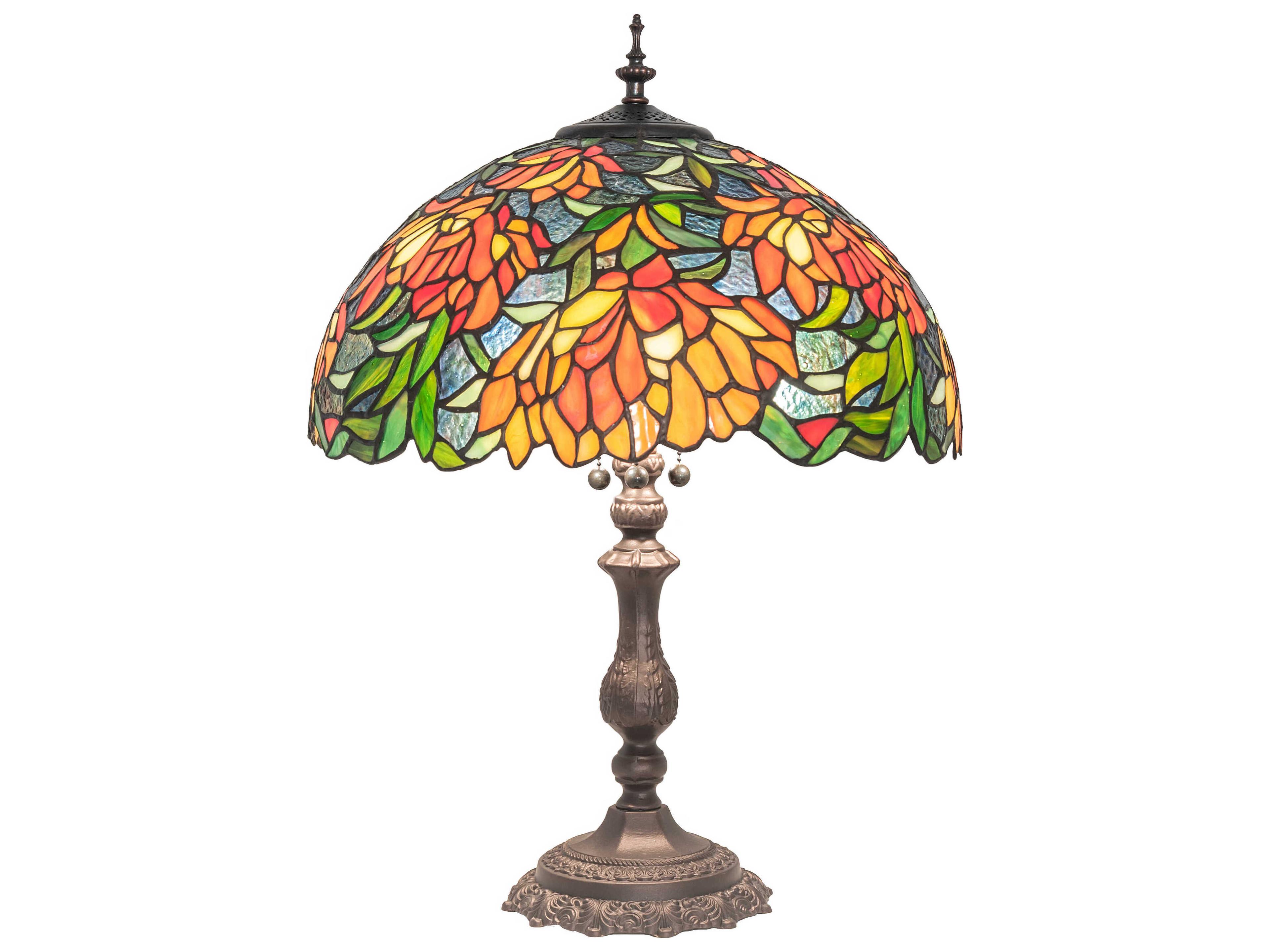 Meyda Lamella Mahogany Bronze Glass Tiffany Table Lamp