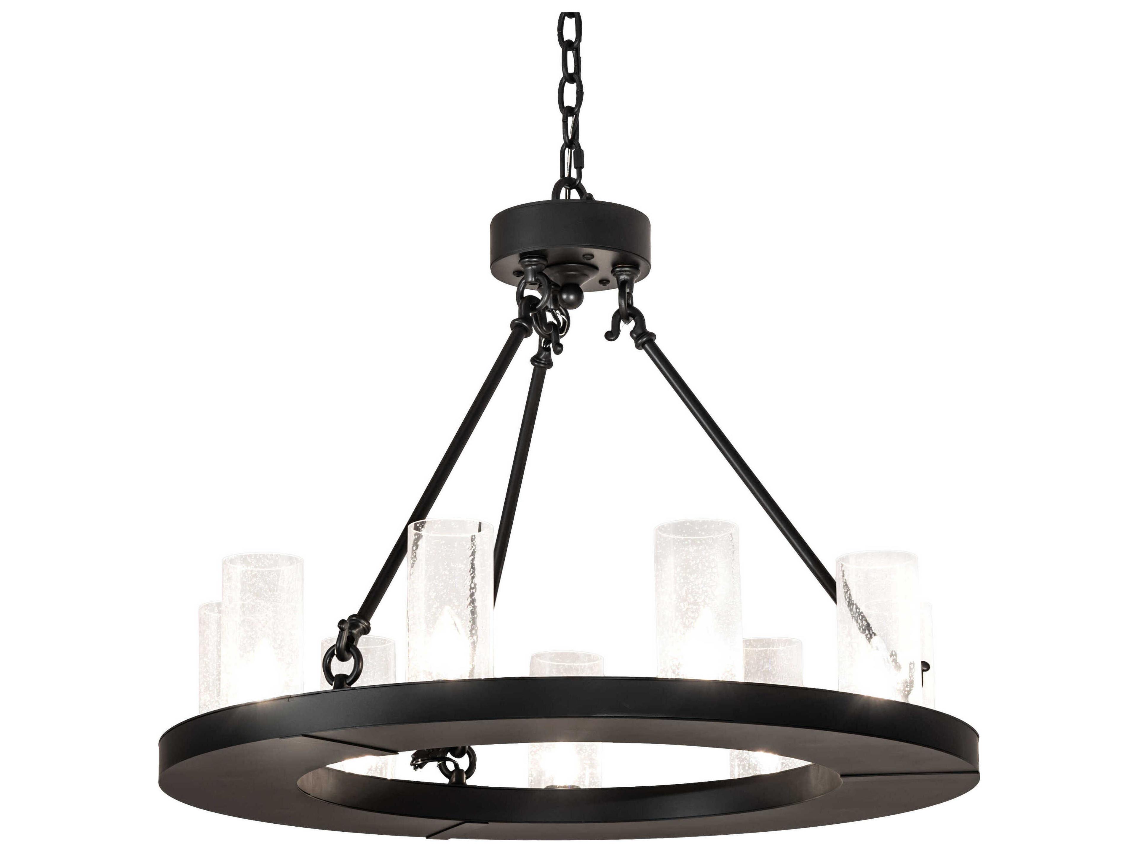 Loxley 9-Light Black Glass Cylinder Chandelier
