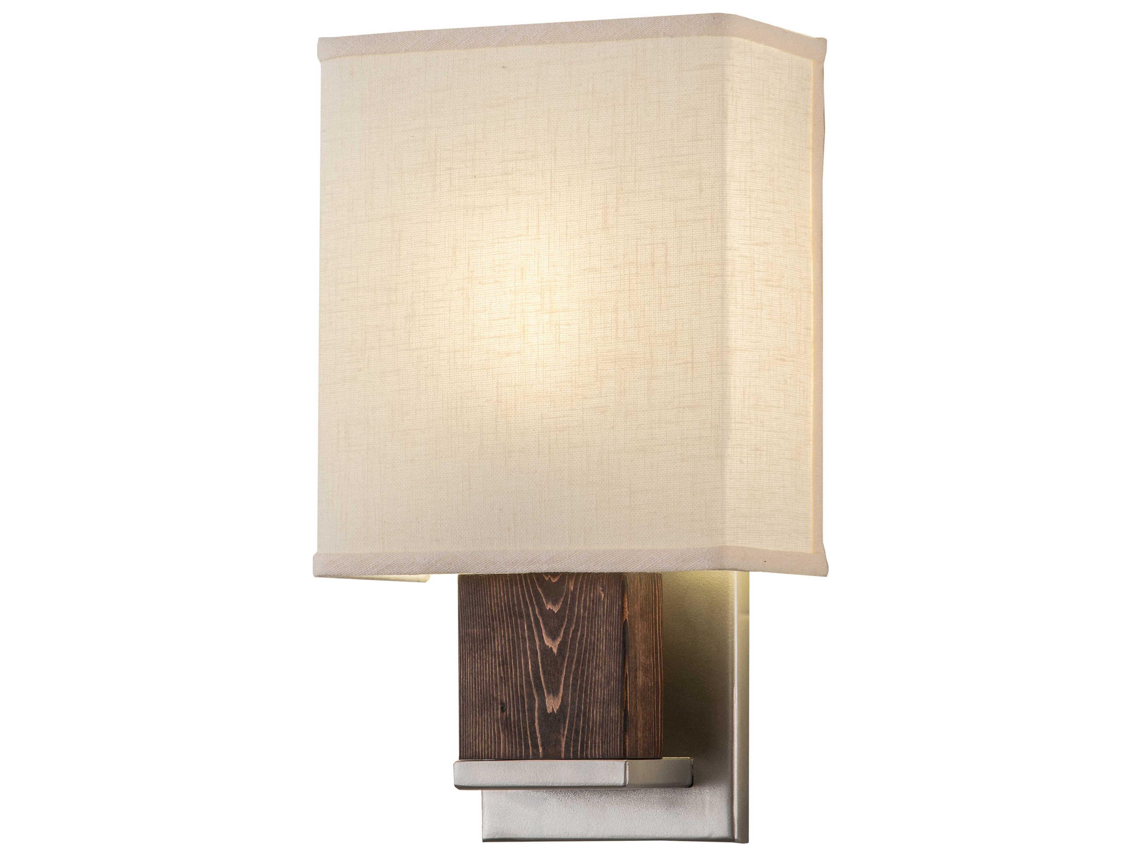 1-Light Nickel Natural Wood Wall Sconce