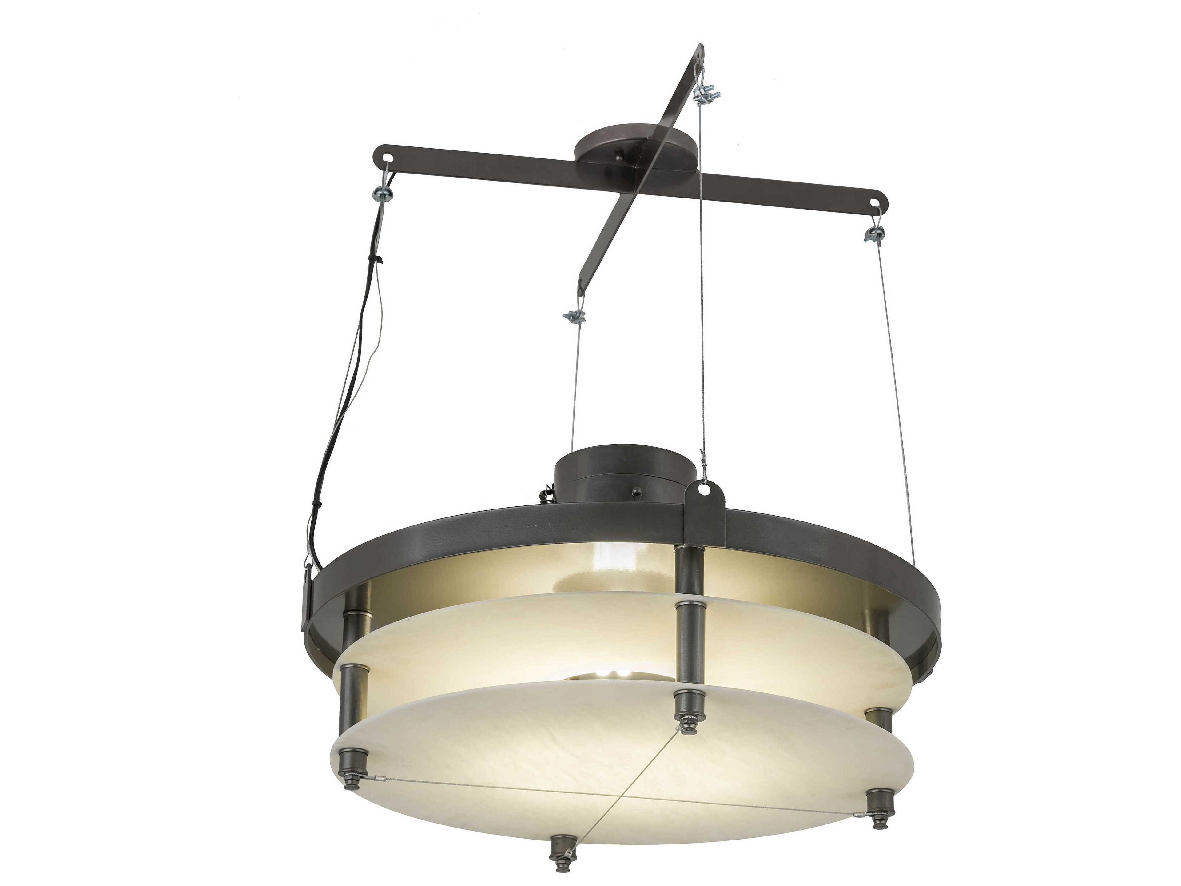 2-Light Bronze Round Tiered Pendant