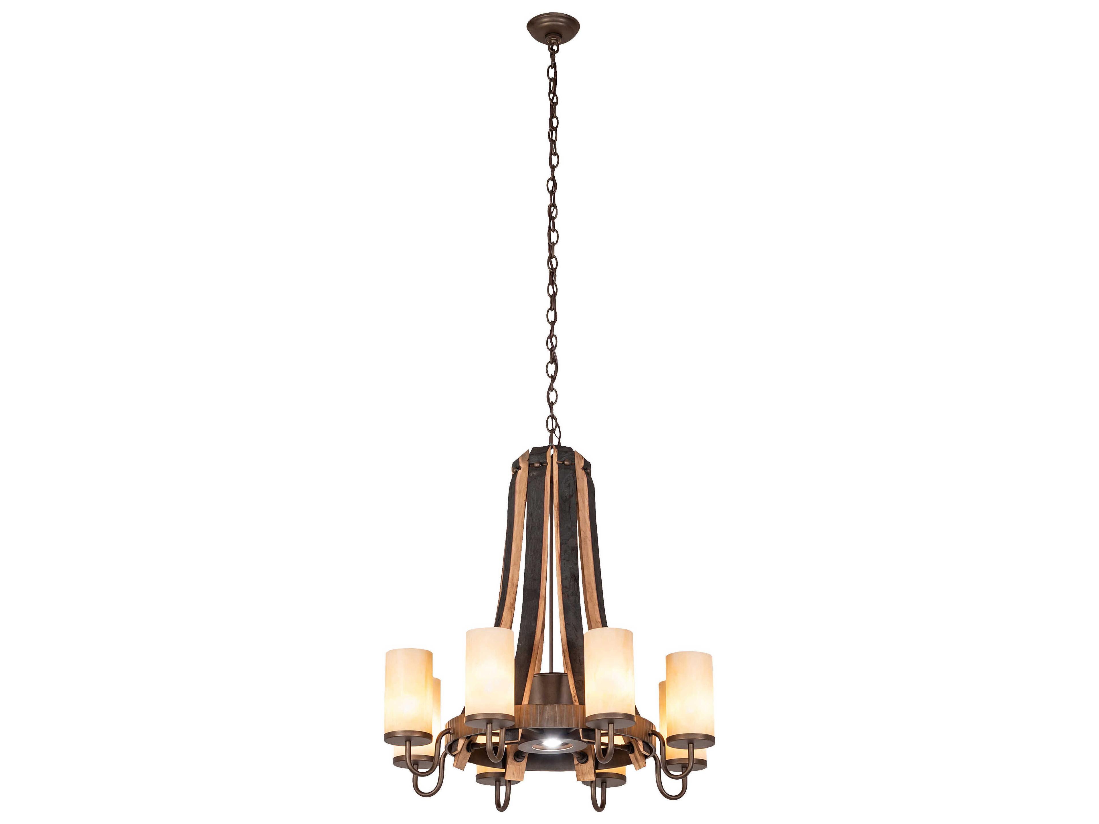 Barrel Stave 8 1-Light Chocolate Brown Cylinder Chandelier