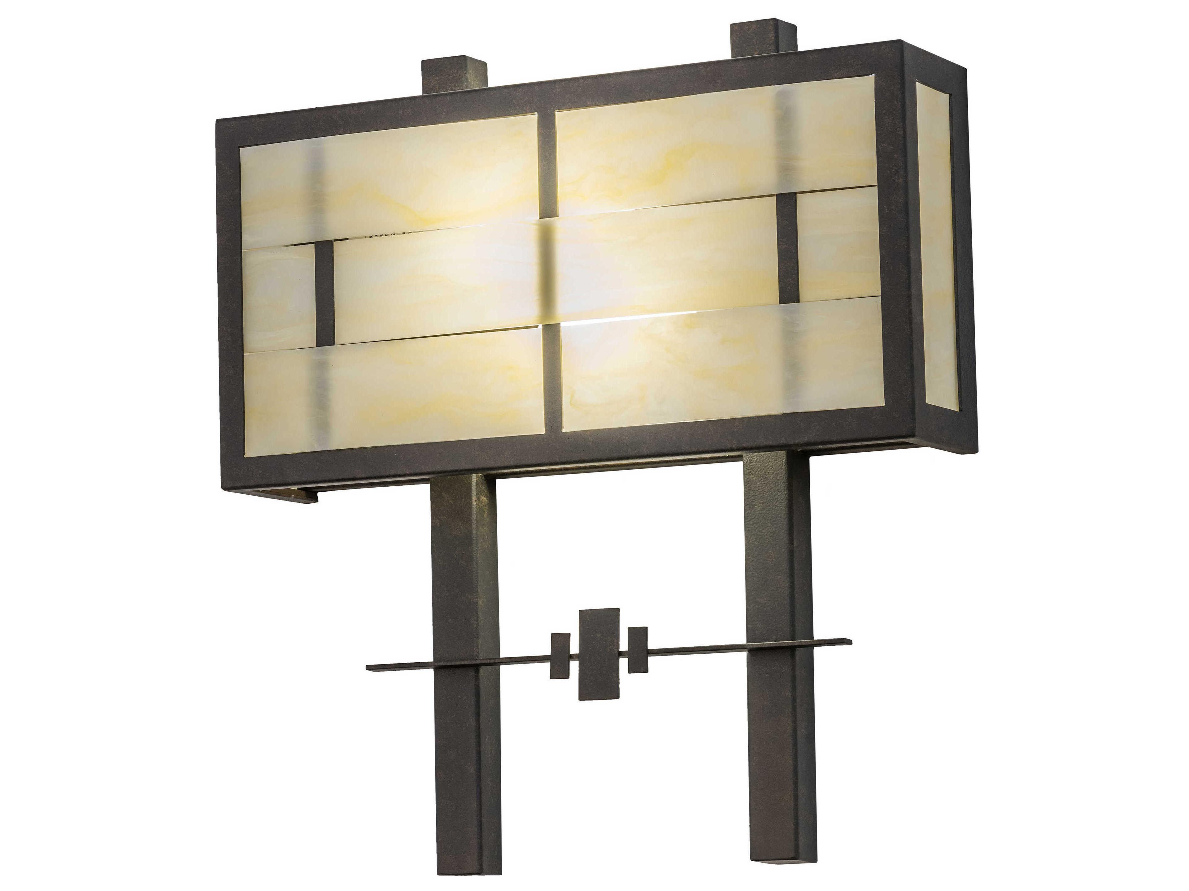 2-Light Black Glass Wall Sconce