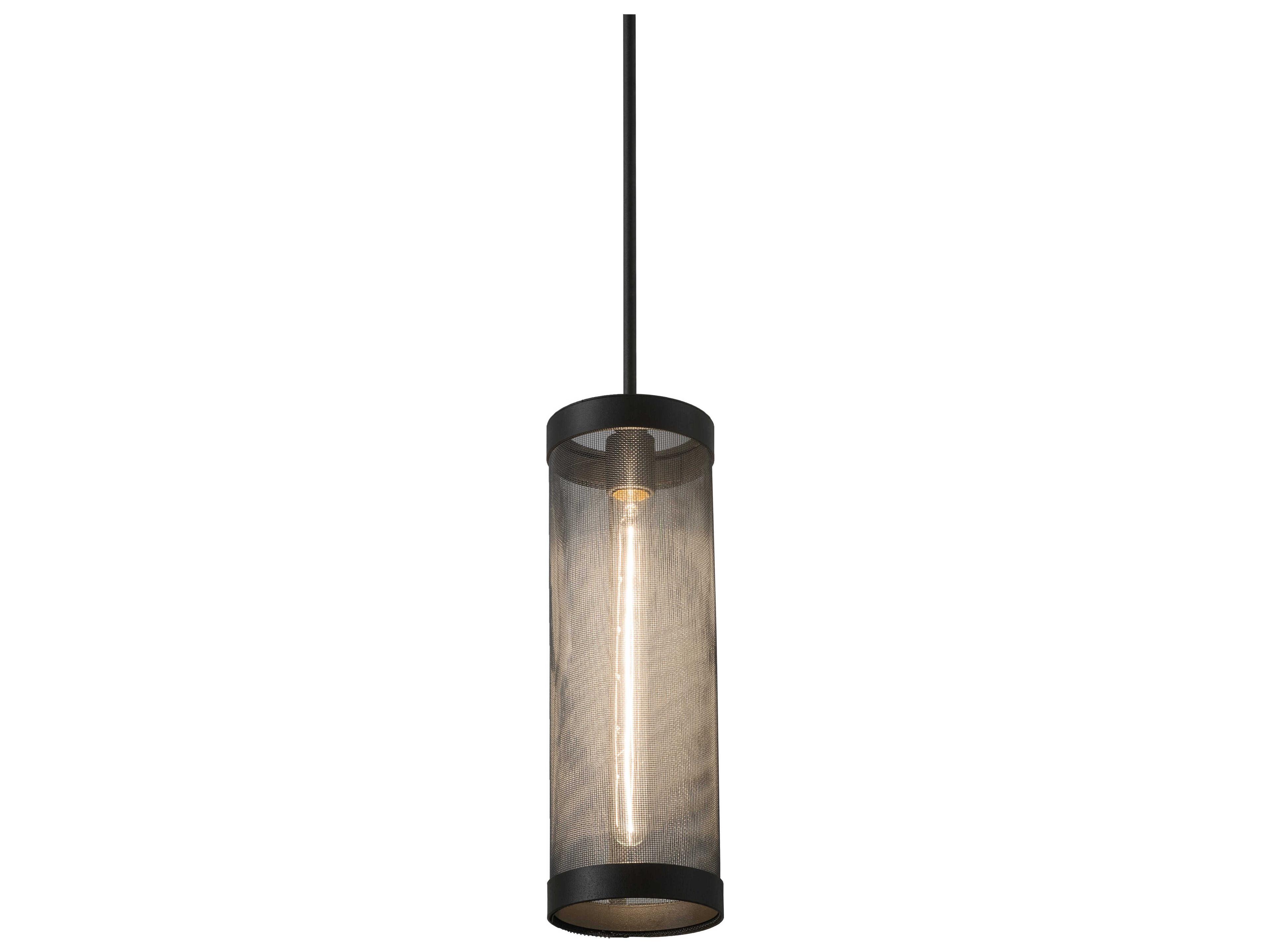 Cilindro 9-Light Wrought Iron Black Cylinder Mini Pendant